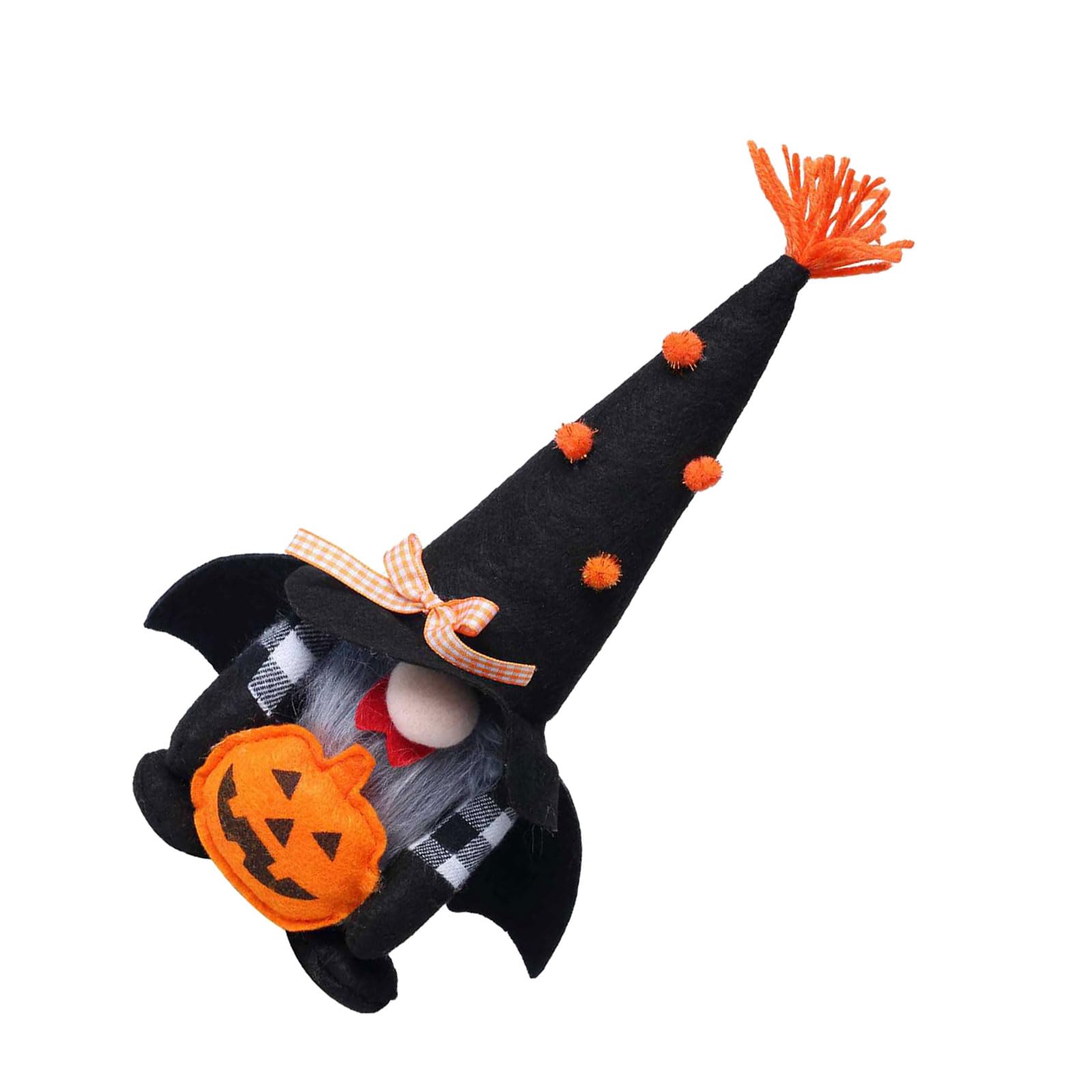 Qusinfc Halloween Plush Figurine with Bat Wing Pumpkin Gnomes Design Shelf Decors Soft Fabric Ornament Party Home Decoration Halloween Bat Pumpkin Plush Figurine