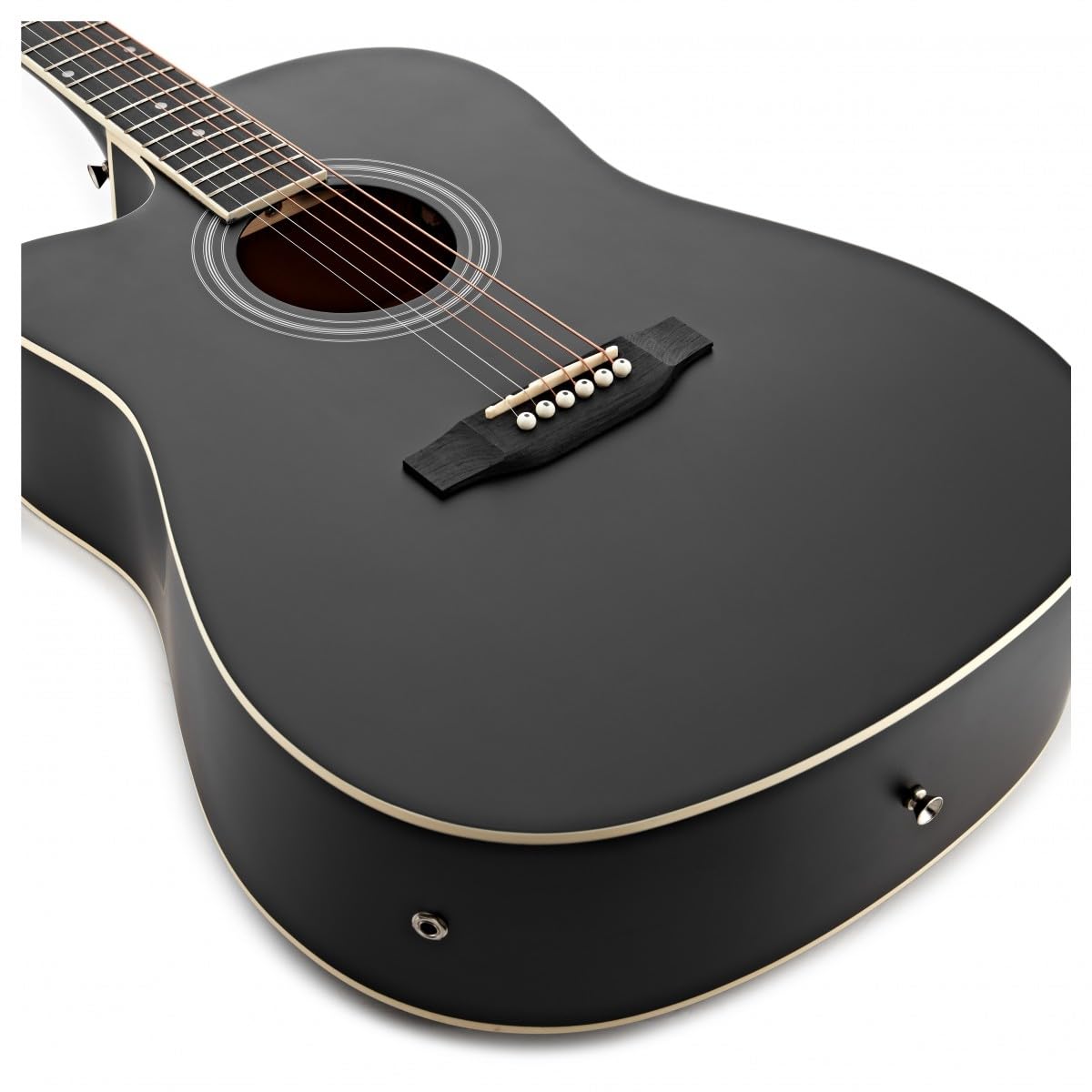 Guitare Électro-Acoustique Dreadnought Gaucher à Pan Coupé, Noir