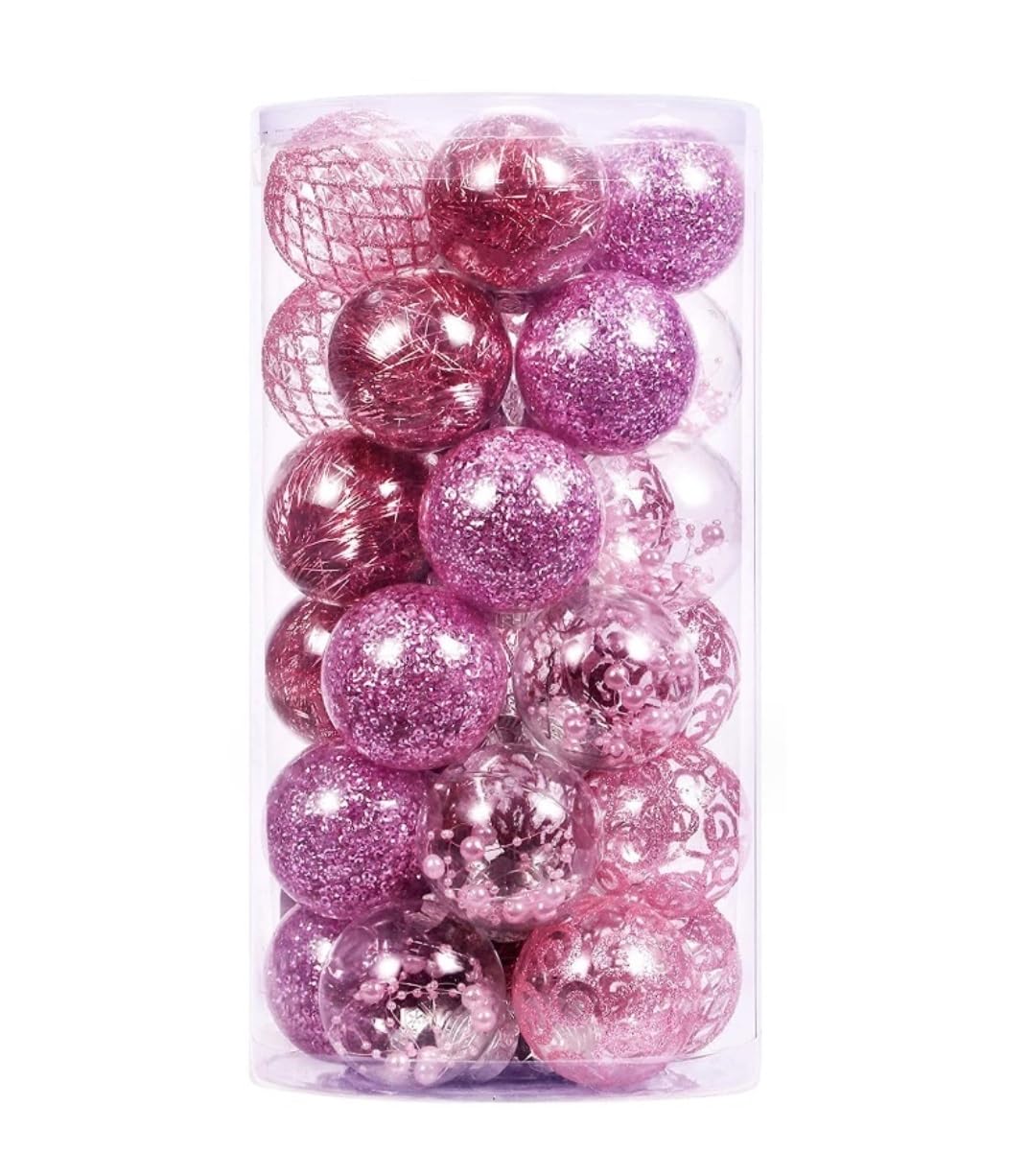 Set de Bolas de Navidad Bolas de Navidad Juego De 30 Uds De Adornos De Árbol De Navidad, Adornos De Decoración De Bolas De Plástico Transparente Inastillables Para Decoración De Fiesta Navideña Bolas