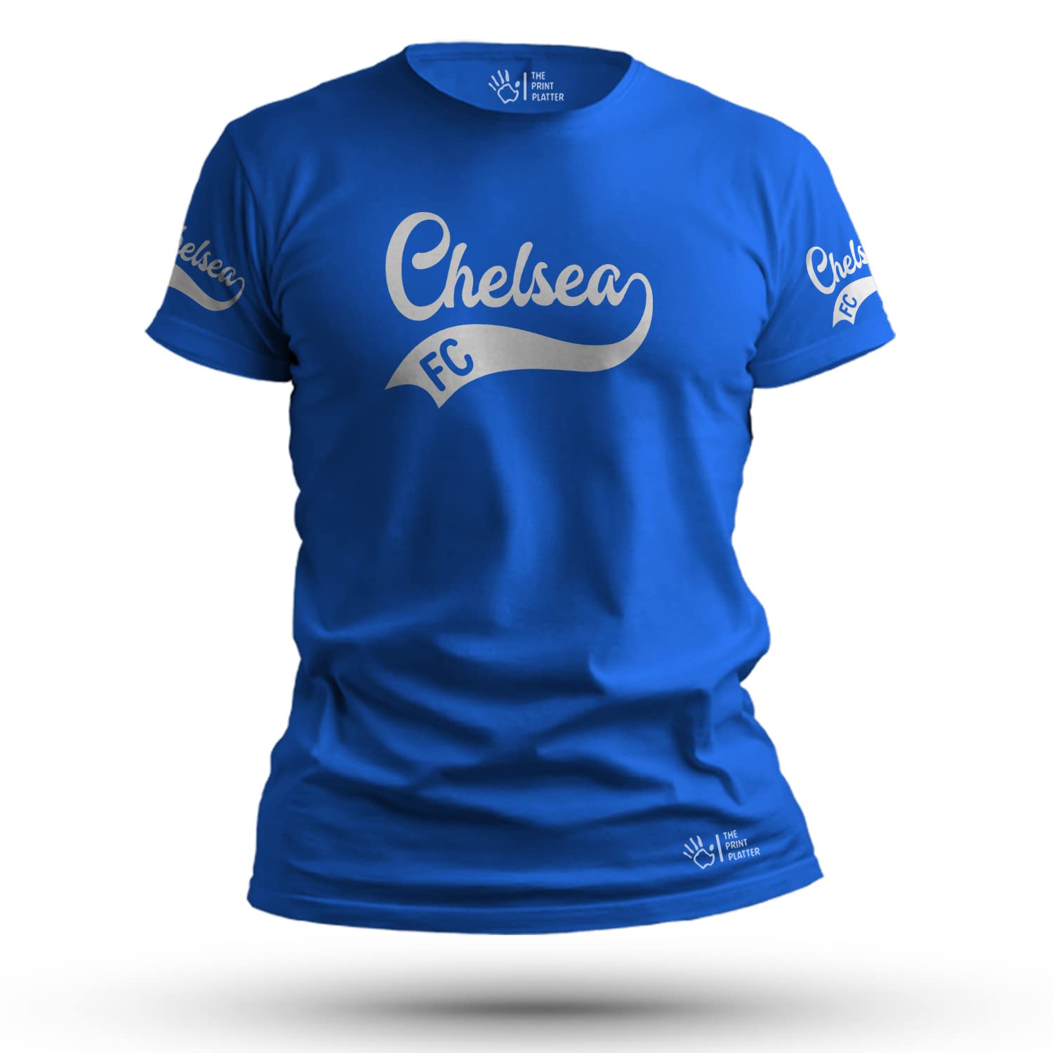 THE PRINT PLATTERThe Blue Baseball Style R.Blue Cotton T-Shirt with Digital Print | CFC Round Neck | T-V12