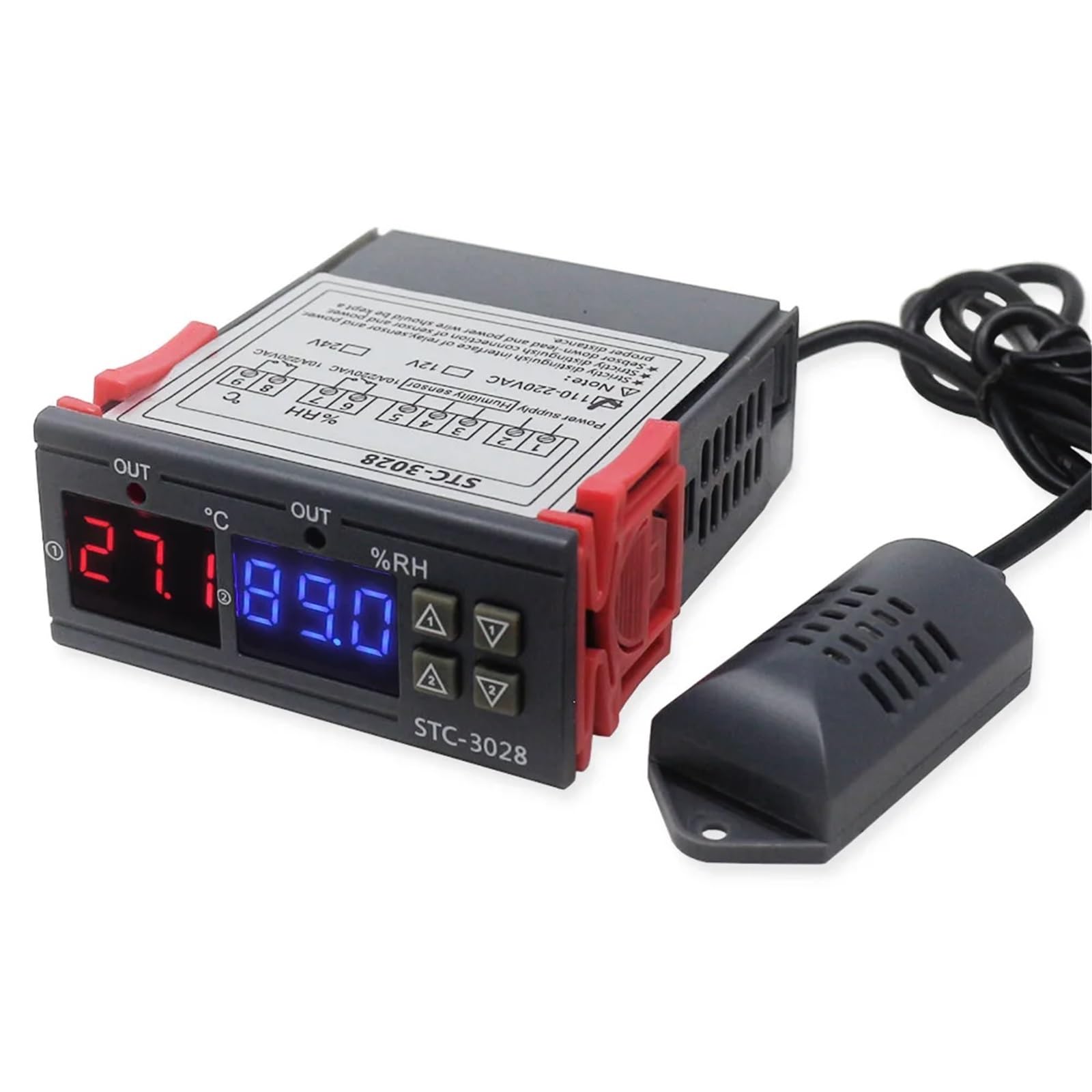 1 pz STC-3028 Termostato Digitale Doppio Controllo Temperatura umidità Termometro Igrometro Incubatrice Controller AC 220V 12V 24V(AC 110-220V)