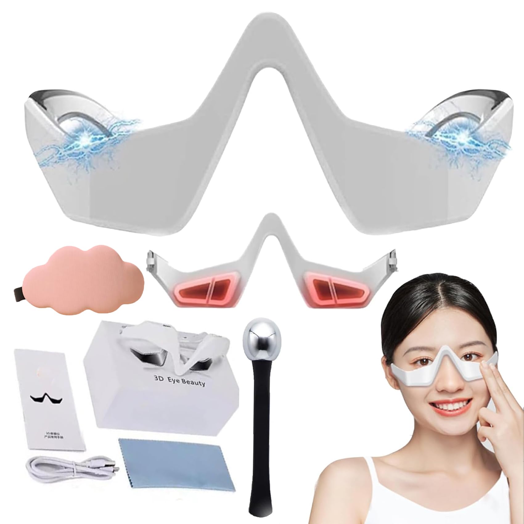 EyeLift Device, 2025 Best Eye Lift Under-Eye Red Light Device, Skin Eye Bag Remover Glasses, 2 Modes Red Light Glasses for Remove Dark Circles, Puffy Eyes, Fine Lines