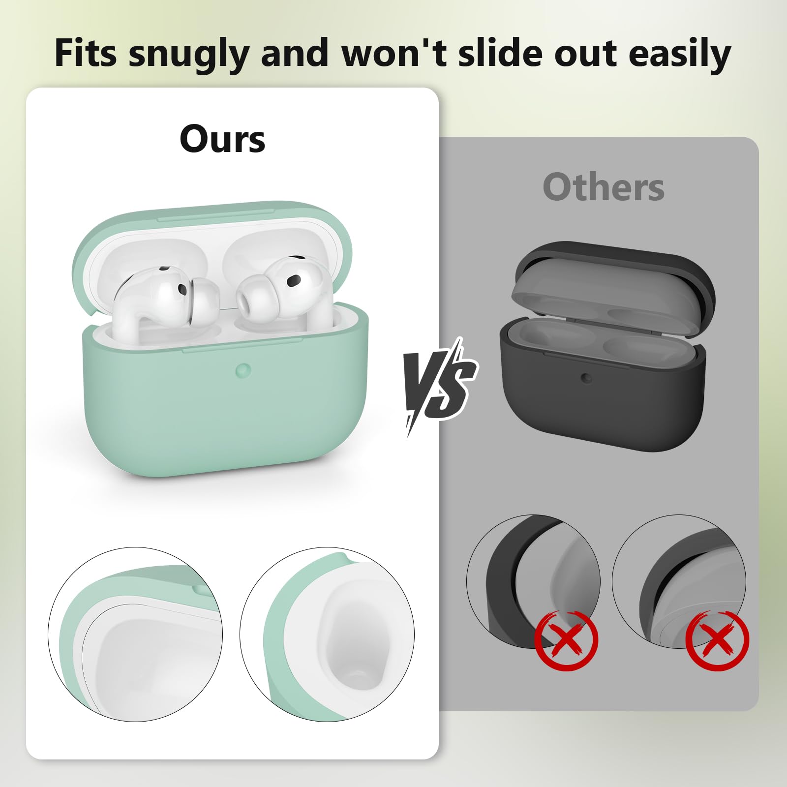 Funda para AirPods Pro 3 (2025) Case Cover, Anti-rasguños Fundas Protectora de Silicona Compatible con Airpods Pro 3.ª Generación con Kit de Limpieza e Lanyard de Silicona, Cloud Grey — view 5