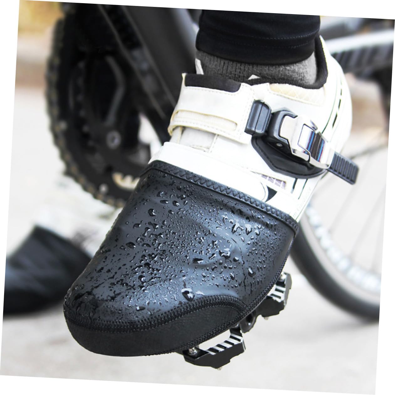 Cubrezapatillas de Ciclismo para Montaña y Carretera Funda Cálida y Resistente al Viento Antideslizante Negro XS-S Accesorio para Exteriores