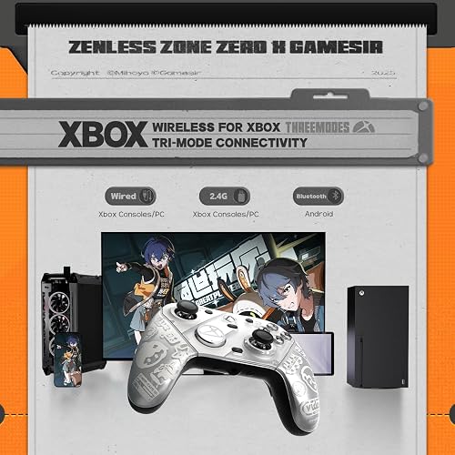 GameSir G7 Pro Manette de jeu sans fil - Licence officielle pour Xbox Series X|S, Xbox One, PC Windows et Android, joysticks TMR, taux de rafraîchissement de 1000 Hz - Édition Zenless Zone Zero - 6