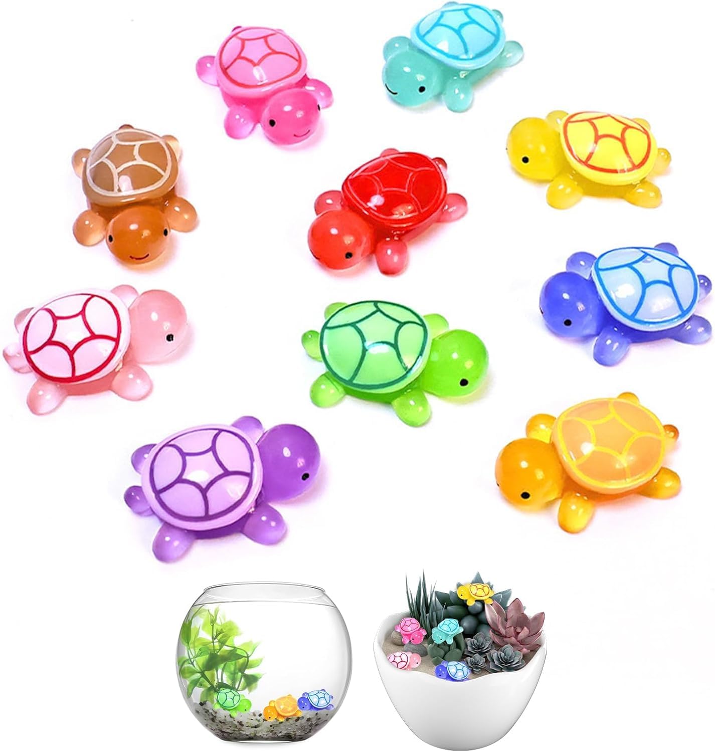 YALiya 50 stuks lichtgevende mini-schildpadden, hars-schildpadden, mini- schildpadden, gloeiende kleine zeedieren, geschikt voor doe-het-zelf decoratieve pot, decoratie, miniatuur, tuin, aquarium (B