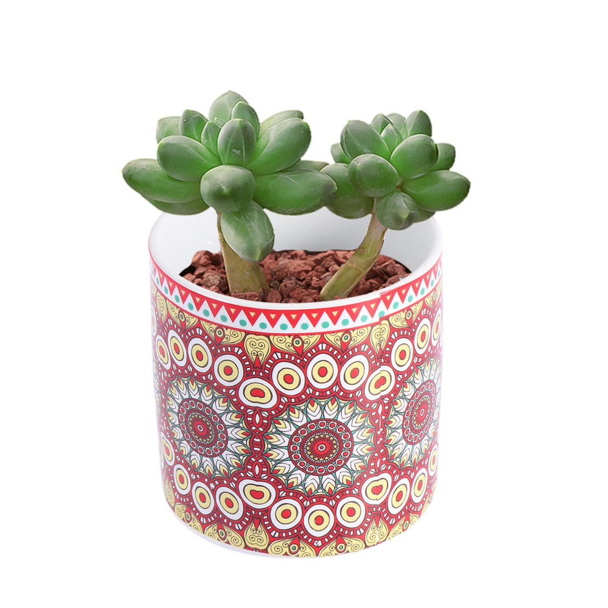 Milisten 4 Stücke Mandala Blumentopf aus Keramik Sukkulenten Pflanzgefäß Kreativ für Kakteen und Pflanzen für Deko zu Hause und Büro Feine Verarbeitung