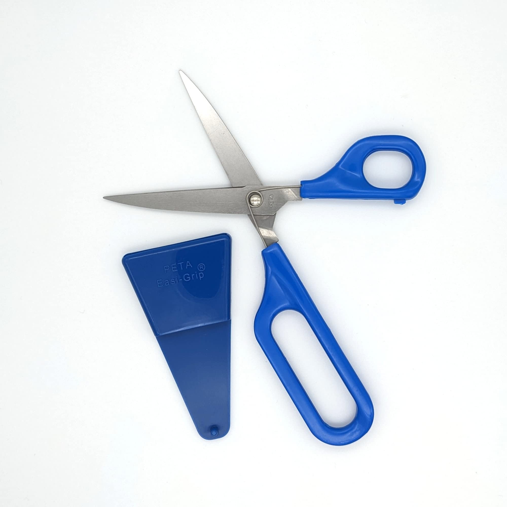 PETA Easi-Grip Right Handed Self-Opening Long Loop Scissors, 75mm Pointed Stainless Steel Blade with Spring to reopen, Ergonomic Grip, Ideal for Adults with Weak Grip, Poor Hand Control, or Tremor.