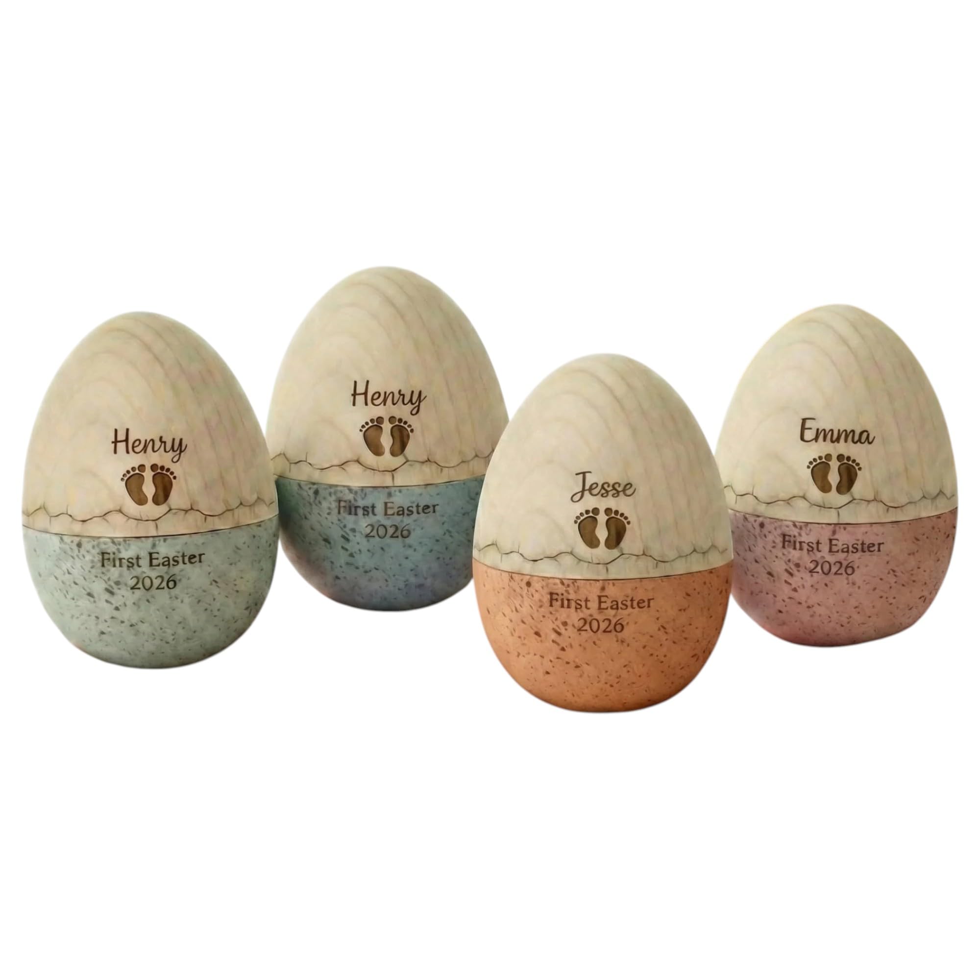 Personalized Bunny Floral Wooden Easter Egg with Name and Initial, Reusable Large Hollow Speckled Easter Keepsake, Basket Filler, Easter Gift for Kids — view 10