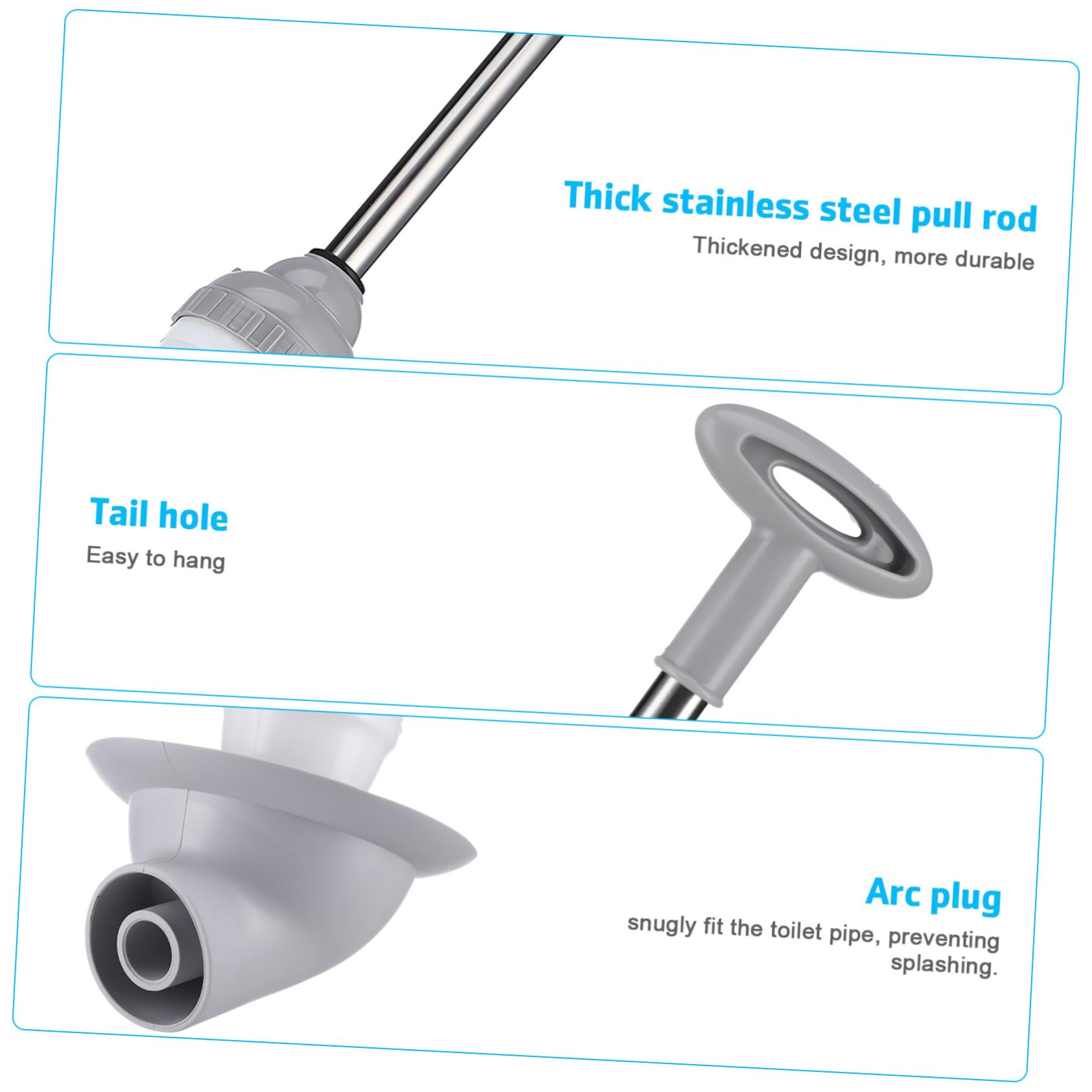 Sturalavandino a Vuoto ad Alta Pressione per WC e Scarichi | Acciaio Inox e Pp, Testina Curva, Uso Semplice, Bianco, per Bagno e Cucina
