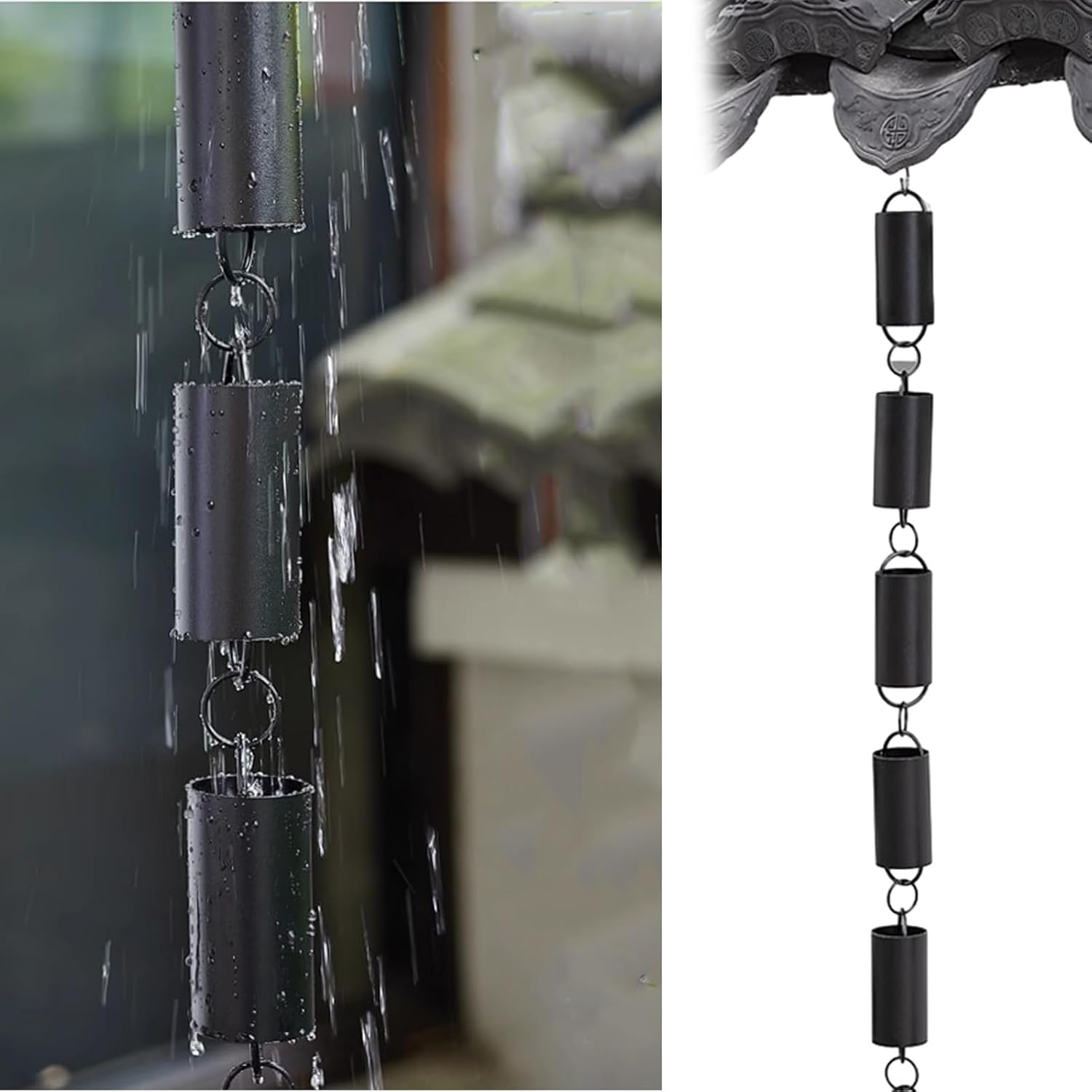 Aluminum Rain Chains for Gutters - 8ft Rain Water Diverter, Japanese Style Bell Link for Villa Courtyards & Gardens, Durable Outdoor Decoration, Enhance Rainwater Flow