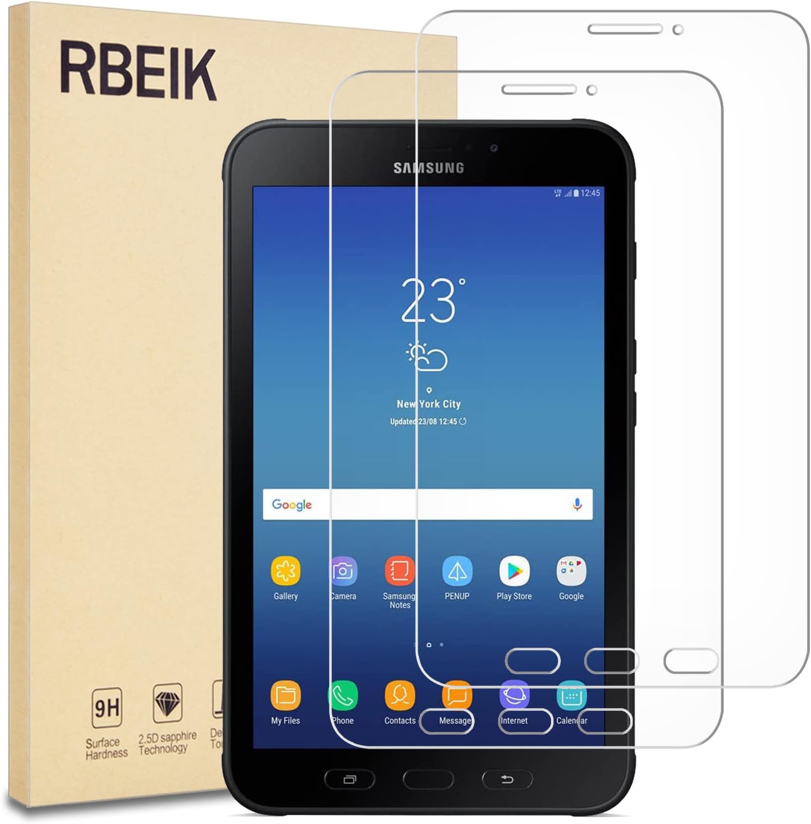 RBEIK 2PACK Screen Protector for Samsung Galaxy Tab Active 2, Premium 9H Hardness Anti-Scratch Tempered Glass Screen Protector for Samsung Galaxy Tab Active 2 8" Tablet