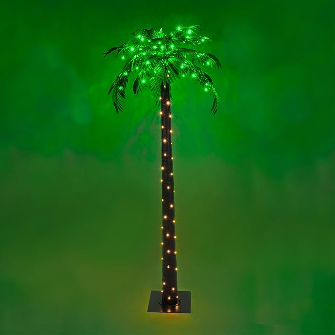 6' Artificial Palm Tree Christmas Tree, 128 LED Lights with