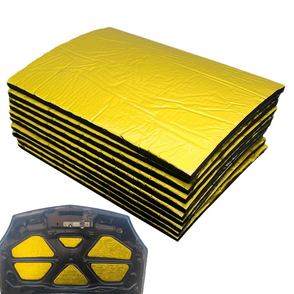 Isolamento Auto Tappetino fonoassorbente for Auto Tappetino fonoassorbente for Auto da 10 Pezzi Fonoassorbente per Auto(Gold)