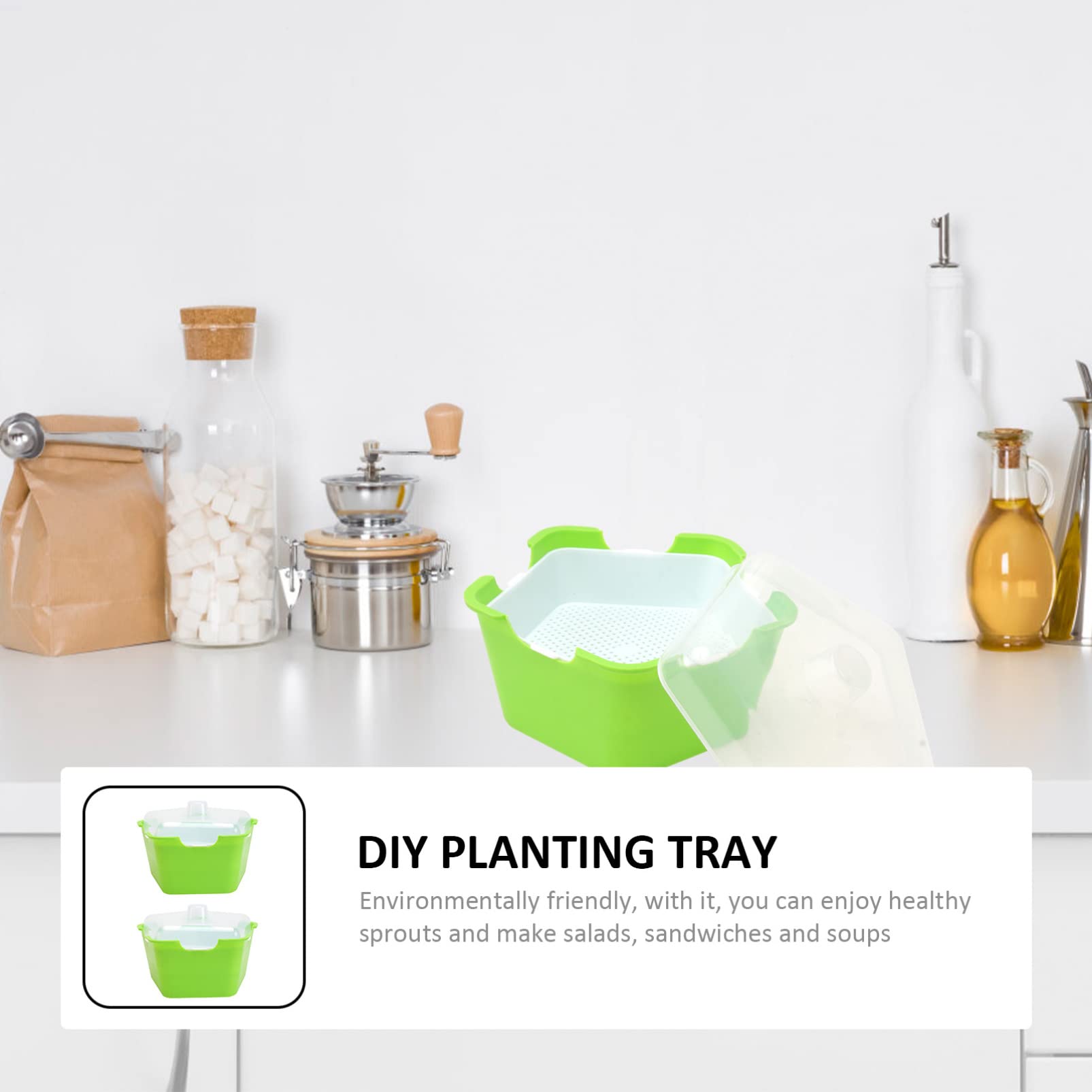 Happyyami 4ensembles Boîtes De Germination Multifonctionnelles pour Plantes Bac De Semis De Qualité Alimentaire avec Couvercles pour Jardinage Intérieur
