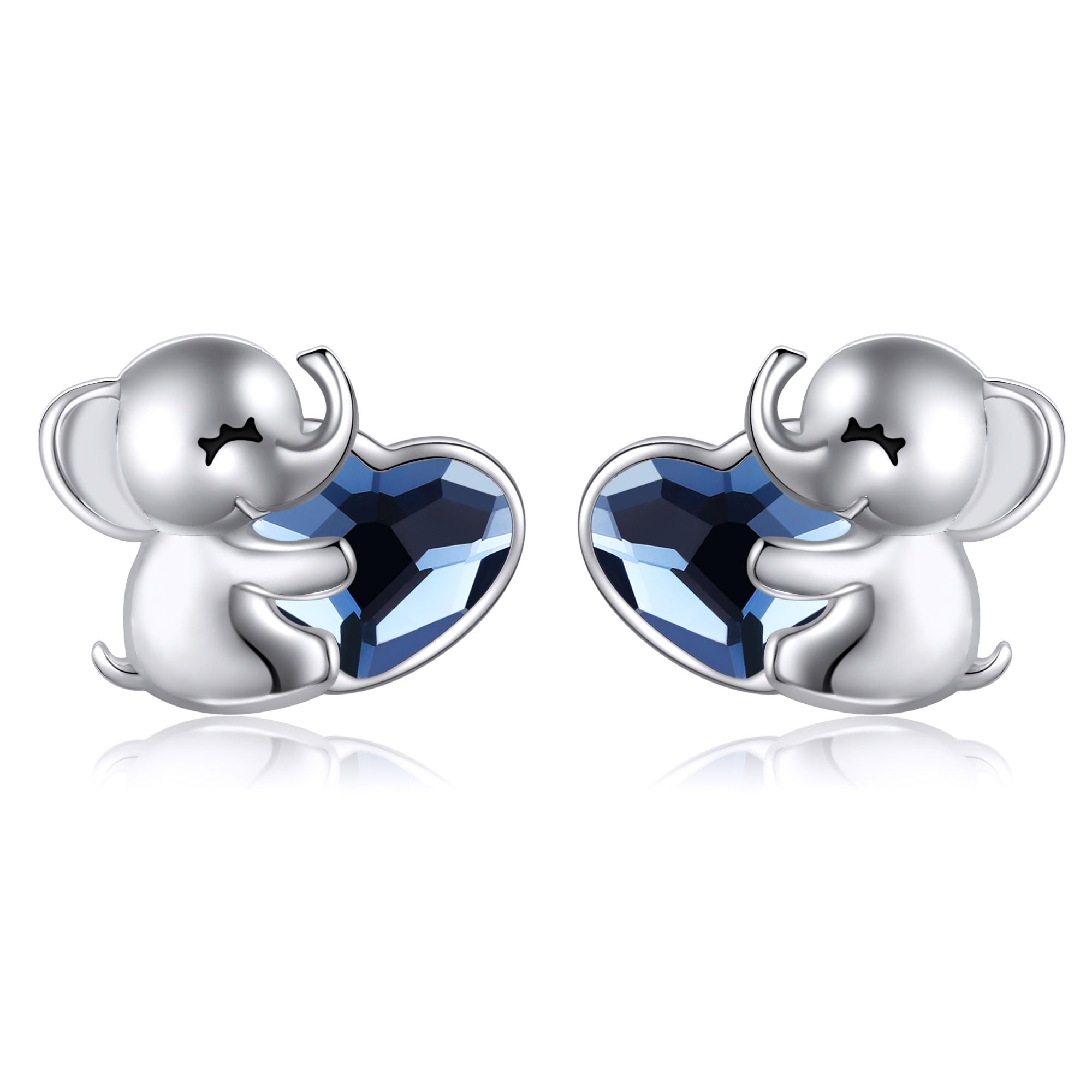 Pendientes de elefante de plata 925 antialérgicos con tuerca 7
