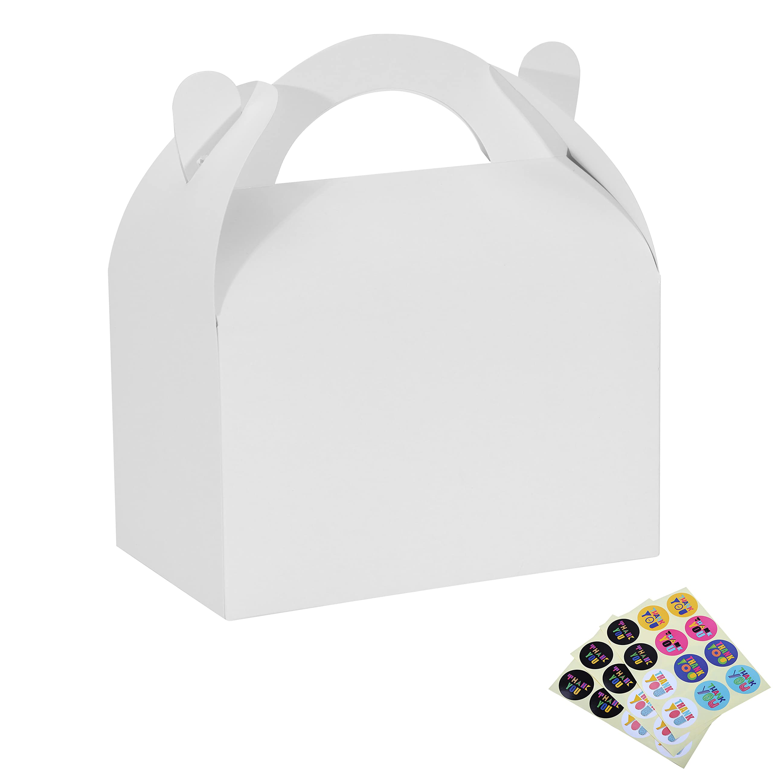 Bssay 30 Pack Party Favor Treat Boxes,Goodie Boxes,Gable Paper Gift Boxes with Handles Perfect for Birthday Party,Wedding,Christmas,Baby Shower 6.5 x