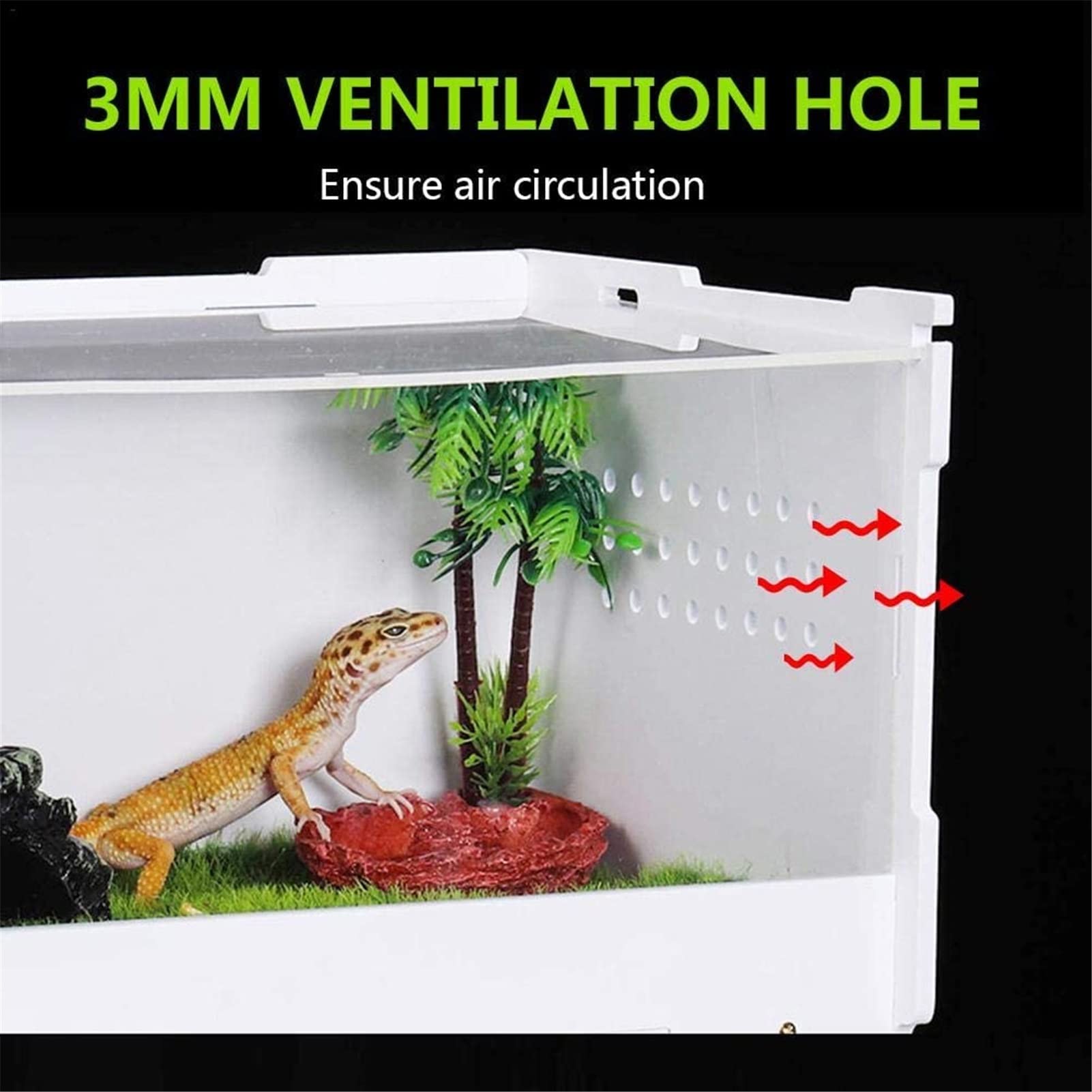 Caja de alimentación para Reptiles, casa de cría de Insectos de Doble Cubierta, contenedor Transparente de terrario acrílico para Tortugas Serpientes Lagarto Geckos (40 * 30 * 37,5 CM)