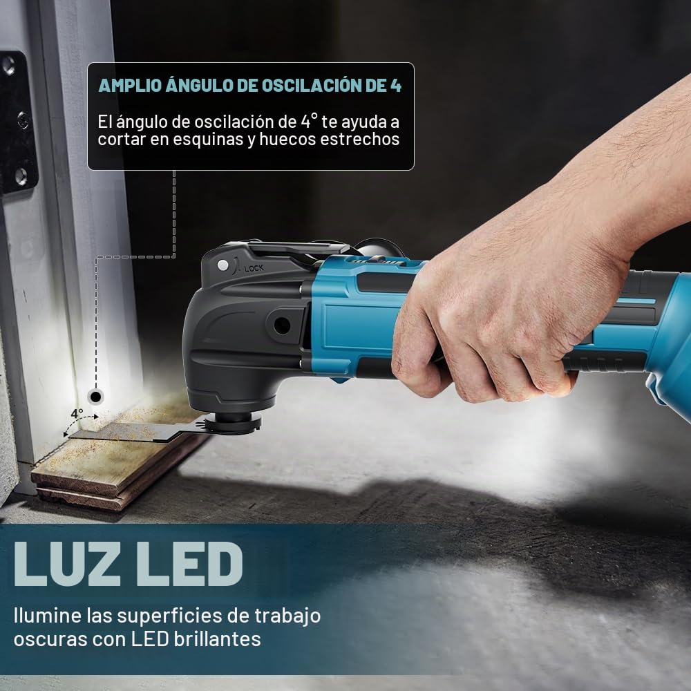 Herramienta Multifunción para Makita 18V (Sin batería), Multiherramienta Oscilante Inalámbrica 6 Velocidades Ajustables Sierra Oscilante, Multitool para Quitar, Raspar, Cortar