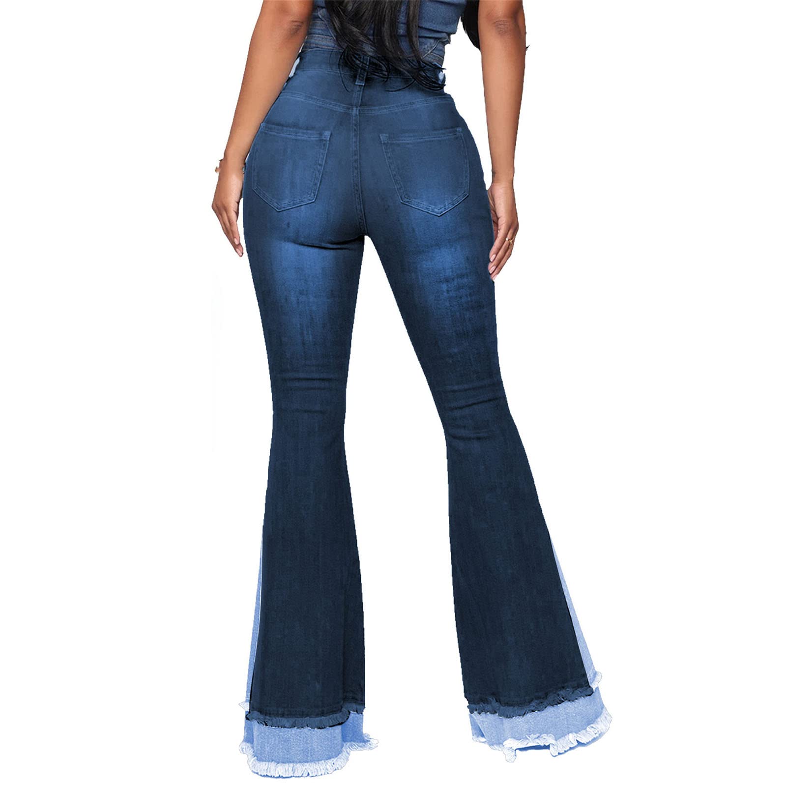 Amazon.com: Maiyifu-GJ Women's Patchwork Ripped Flare Jeans Retro