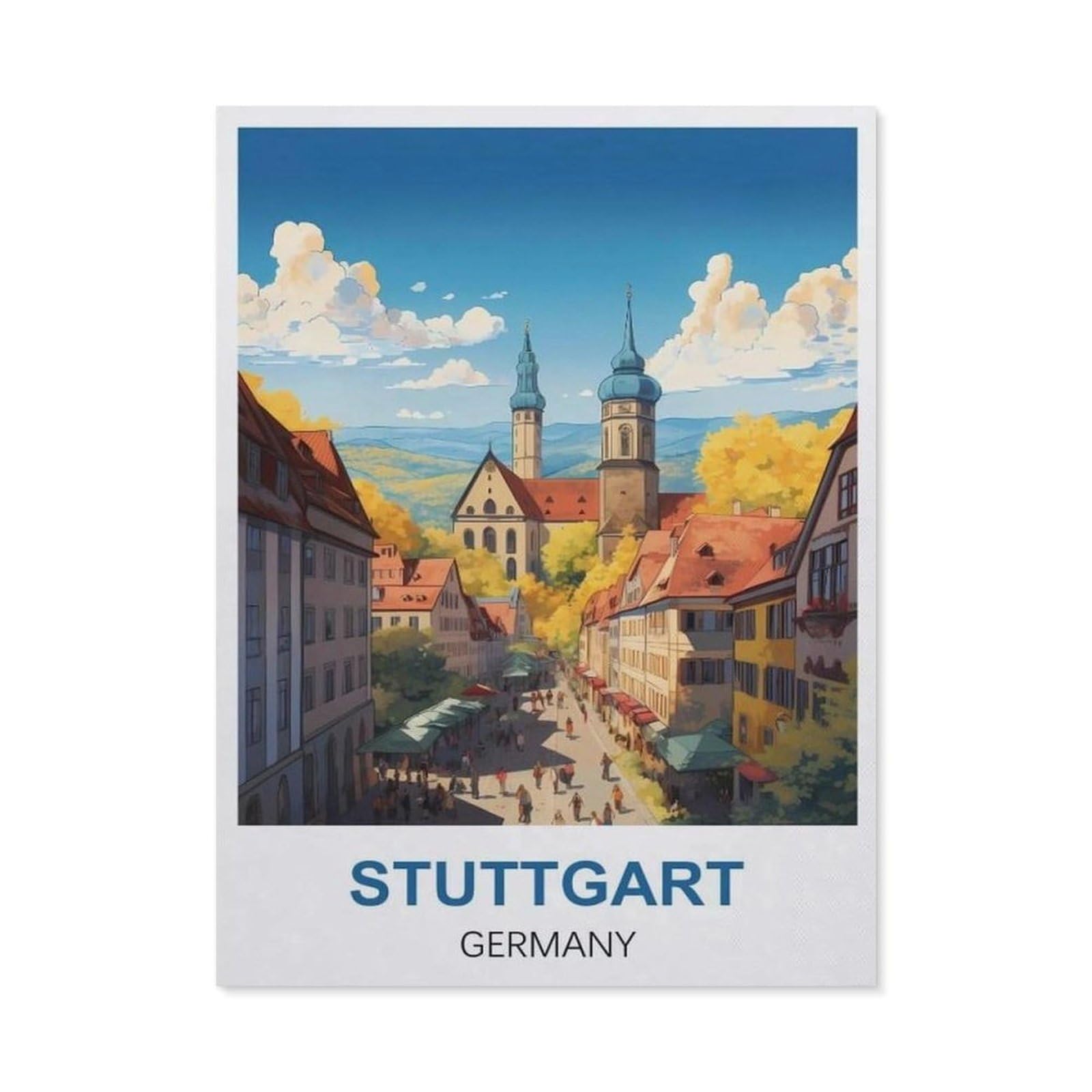 Funny Bathroom Wall Decor Signs，Stuttgart Germany(30x40cm）