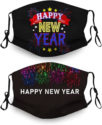 2Pack 2023 Happy New Year Face Mask, Washable Bandanas Reusable Mask ...