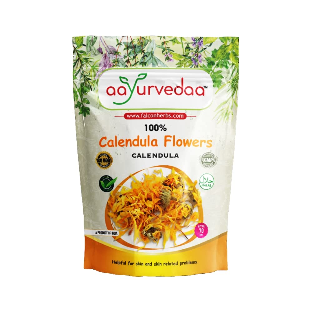 Aayurvedaa Calendula Flowers | 70gms | Helpful for Skin and Skin related problems, may reduce muscle spams, manage oral health and manage skin disorder