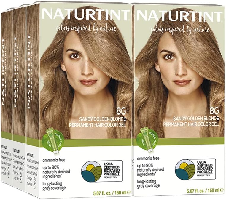 - 8G Sandy Golden Blonde Permanent Hair Color (Pack of 6), Ammonia Free, Vegan, Cruelty Free, up to 100% Gray Coverage, Long Lasting Results (Packaging may vary)