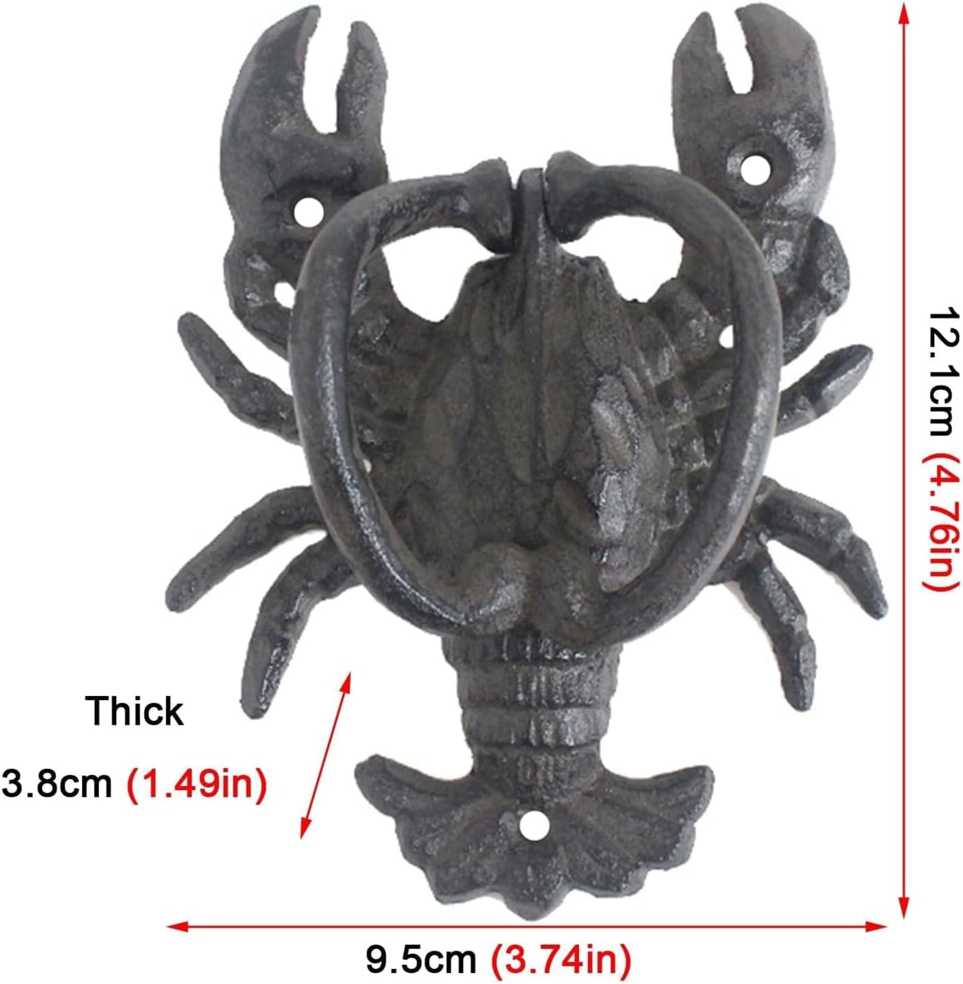 Door Knocker Cast Iron Lobster Door Knocker Black Wall Mounted Door Knock with Screws Door Handle for Garden Garden Door Ring Knocker Unique