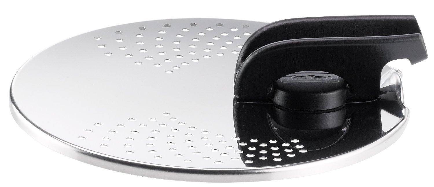 Tefal Ingenio Abtropfdeckel und Spritzschutz, Edelstahl, transparent, 27,41 x 22,61 x 1,4 cm, geeignet für Pfannen und Töpfe mit 21,7 cm Durchmesser, L9939422