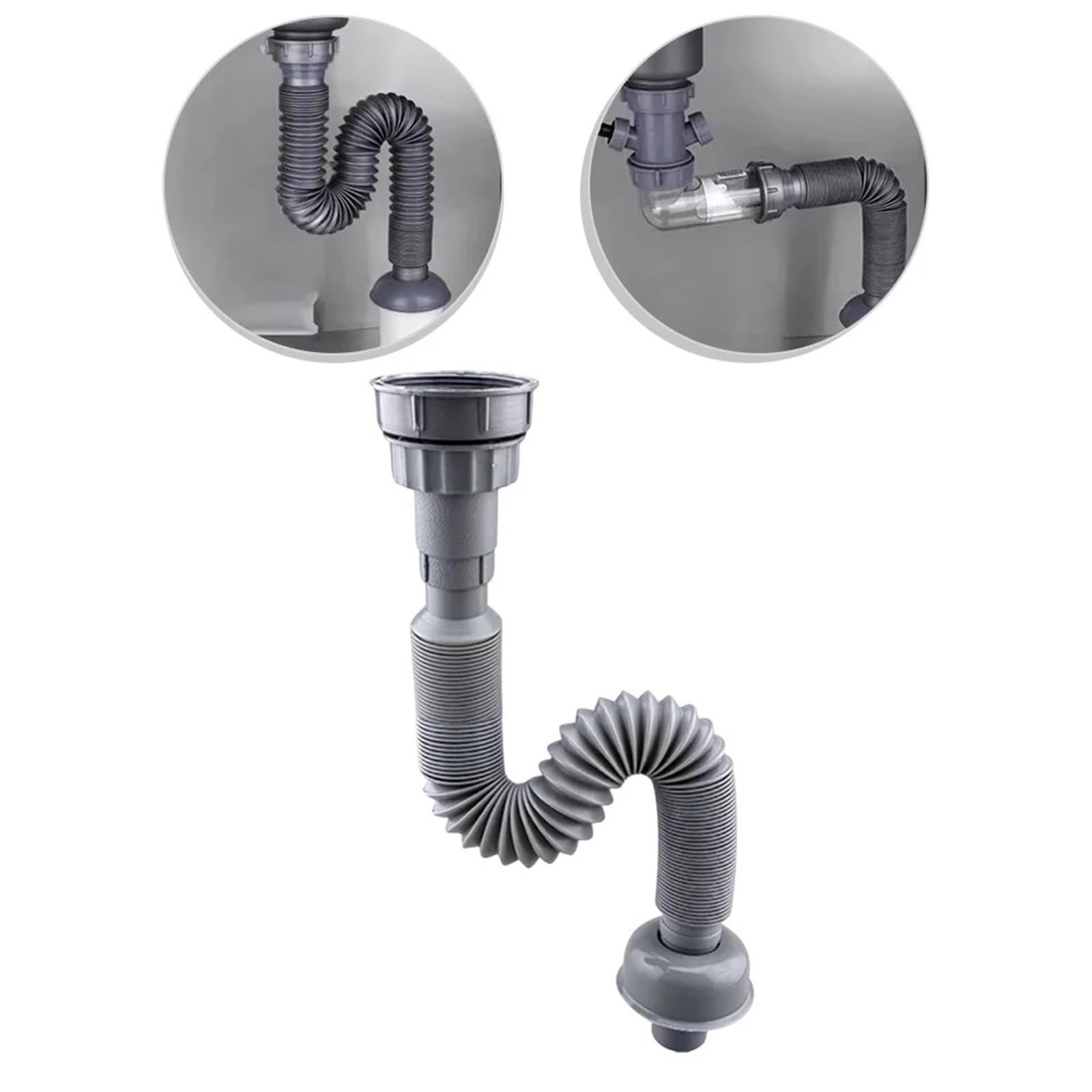 Tubo de desagüe for fregadero cocina, 1 unidad, con interfaz 32/45/56 mm, manguera conexión extensible, repuestos