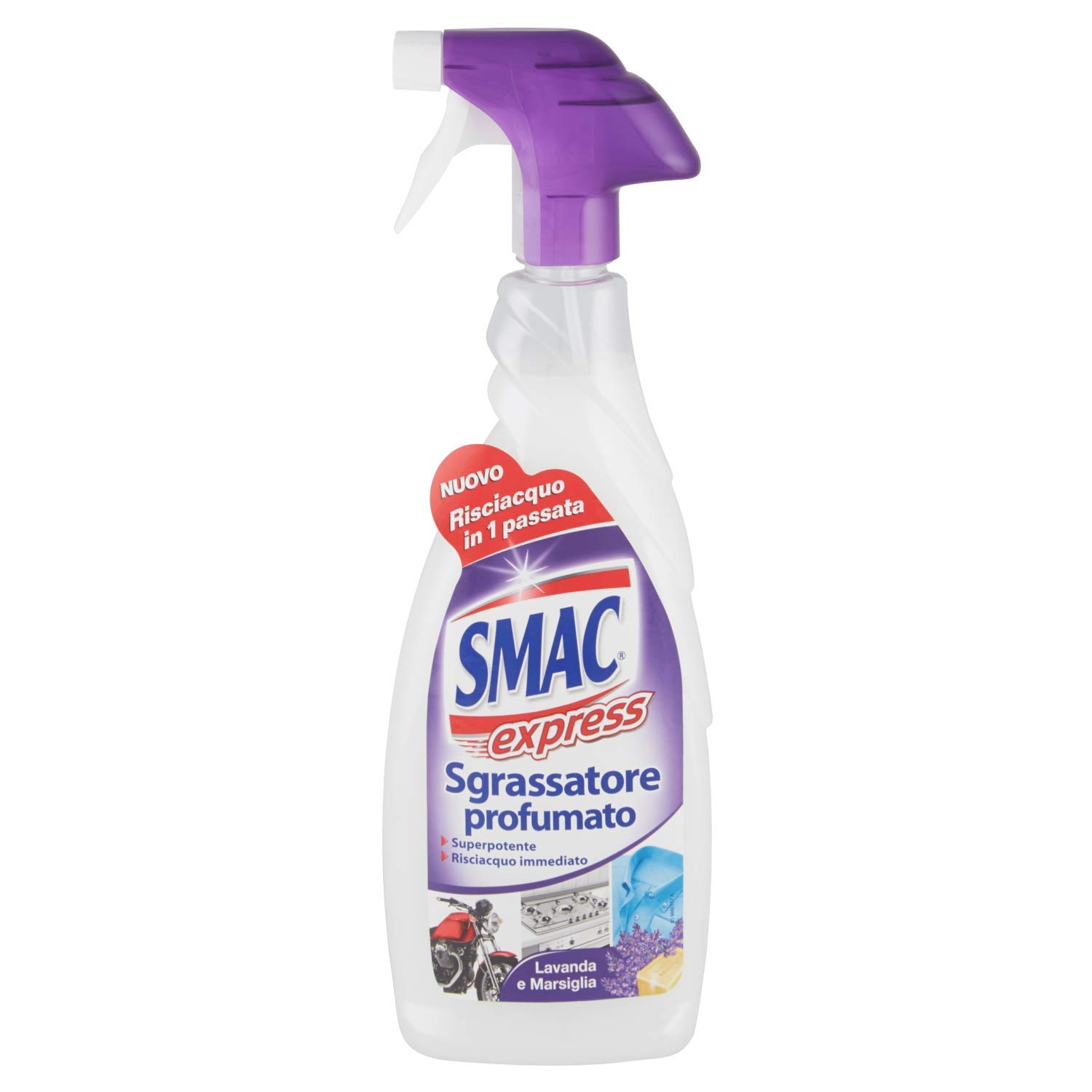 Smac Express, Sgrassatore Profumato alla Lavanda, Detergente Spray Multisuperficie con Azione Sgrassante, 650 ml x 12 Pezzi