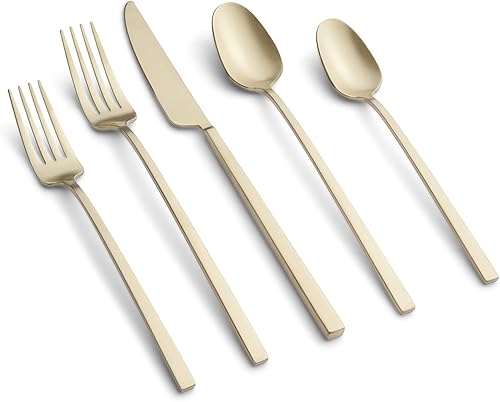 Cambridge Silversmiths Damaris Champagne Satin - Juego de cubiertos de 20 piezas, servicio para 4