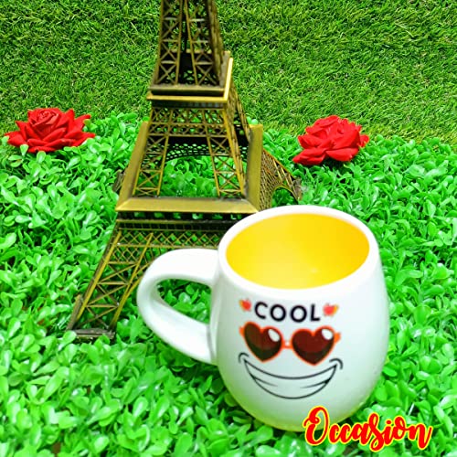 Image of Occasion White Emoji Smily Happy Ceramic Milk /Coffee /Tea /Juice Mug -250ML (Cool Emoji White Mug)