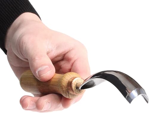 Miniatura 7 de Stryi - Guanga doblada radial 7 cincel largo doblado para carpintería herramientas de tallado Kuksa tallado de cuchara gubia radial de acero al