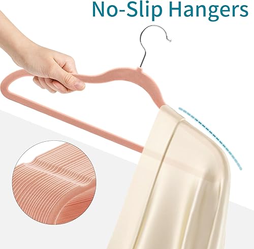 Miniatura 5 de Paquete de 30 perchas de terciopelo antideslizantes, perchas resistentes con gancho giratorio de 360, perchas delgadas y duraderas para ahorrar