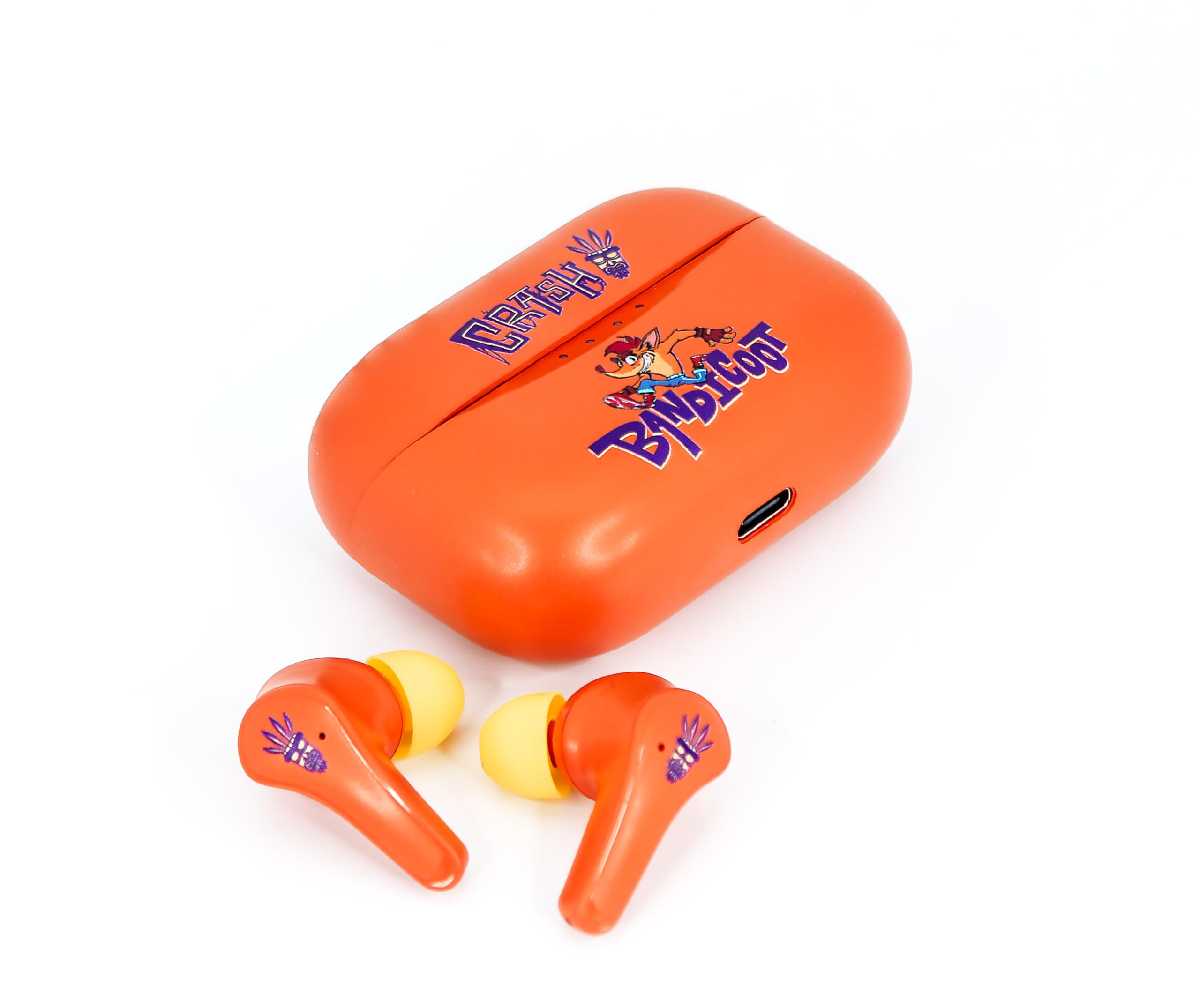 OTL Technologies Auriculares INALÁMBRICOS Crash Bandicoot con Estuche DE Carga Ear PODS Color Naranja