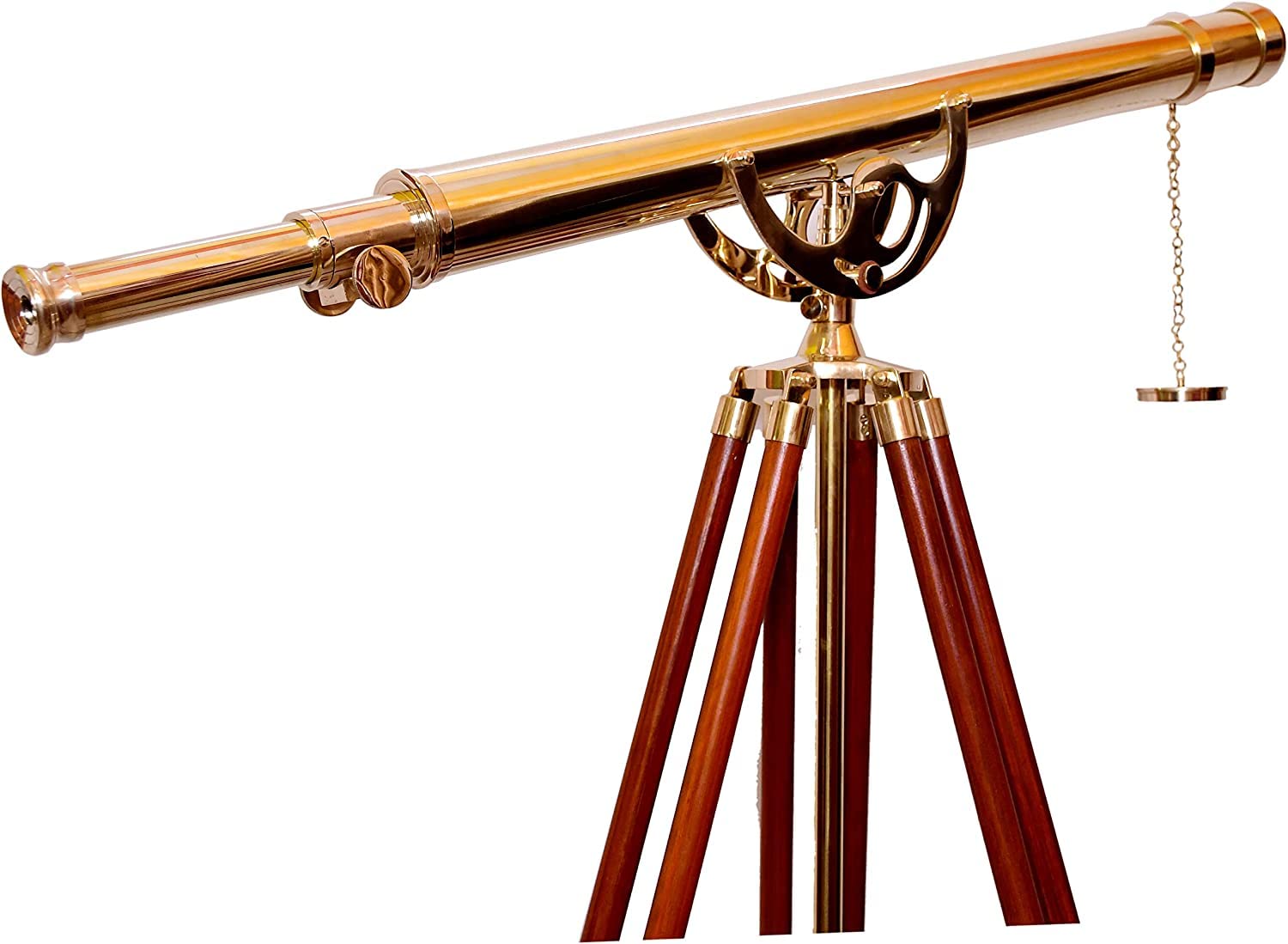 Decorative Shiny Brass Single Barrel Telescope Adjustable Wooden Tripod Maritime Collectible Telescope Tripod Royal Item
