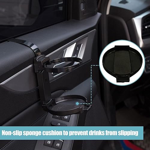 Miniatura 7 de Portavasos para automóvil, portavasos para puerta de vehículo, soporte plegable ajustable para bebidas para interior de camión, latas de refrescos,