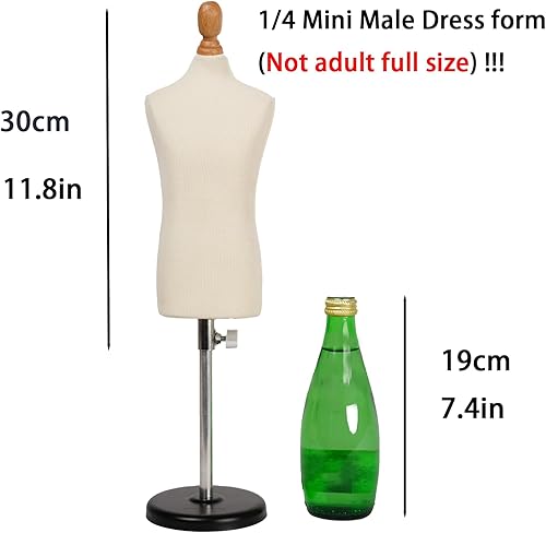 Miniatura 3 de Parfumfloral Maniquí de forma de vestido masculino (no de tamaño completo, altura del cuerpo de 10 pulgadas para costura, tamaño 14, maniquí de