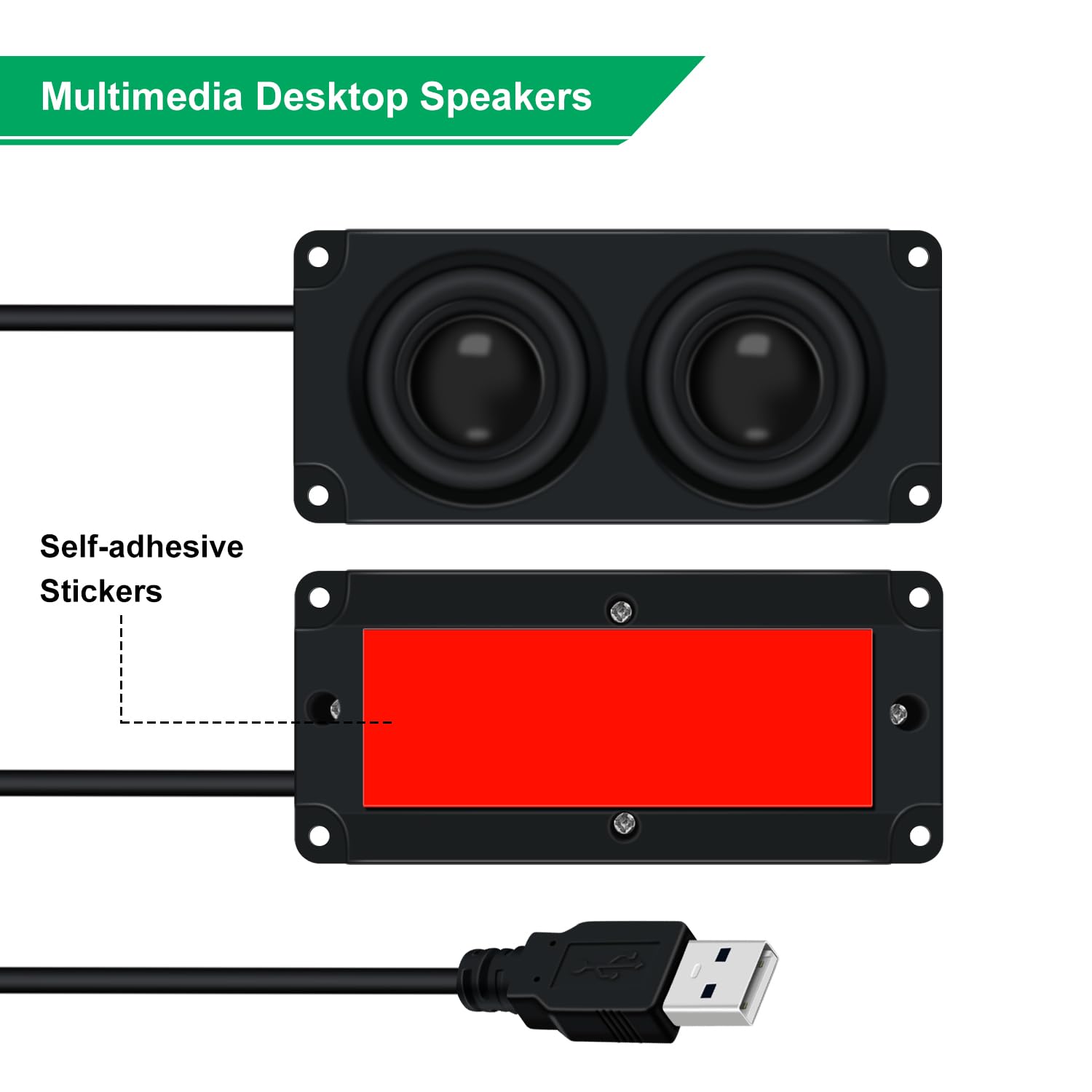 Mini głośnik zasilany USB 3 W, przenośny głośnik USB, samoprzylepne lub montowane przez wiercenie mini głośniki komputerowe do komputera stacjonarnego, laptopa