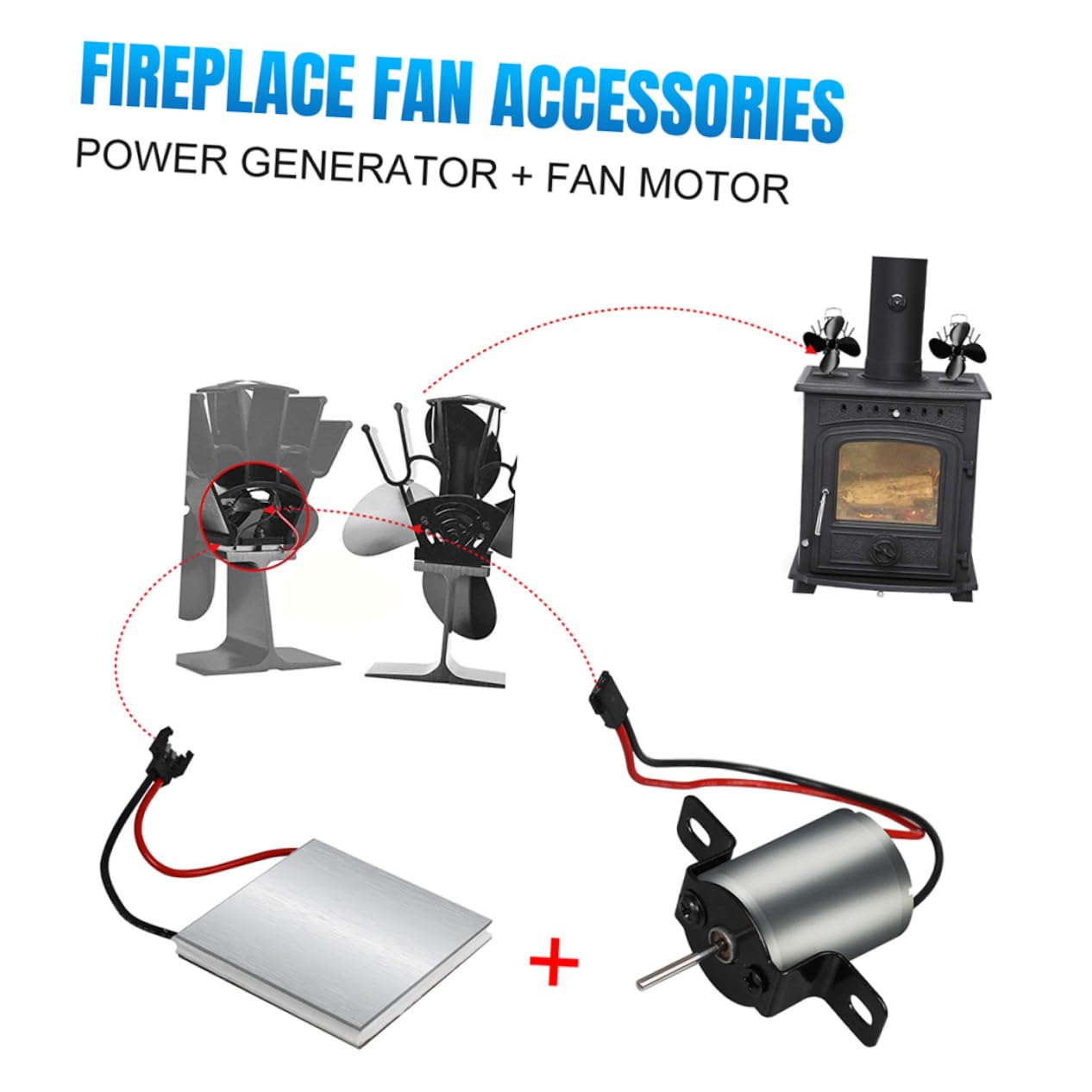 Cabilock Lot De 3 Accessoires Pour Moteur De Ventilateur De Cheminée Générateur De Ventilateur De Poêle Feuille Pour Usage Domestique