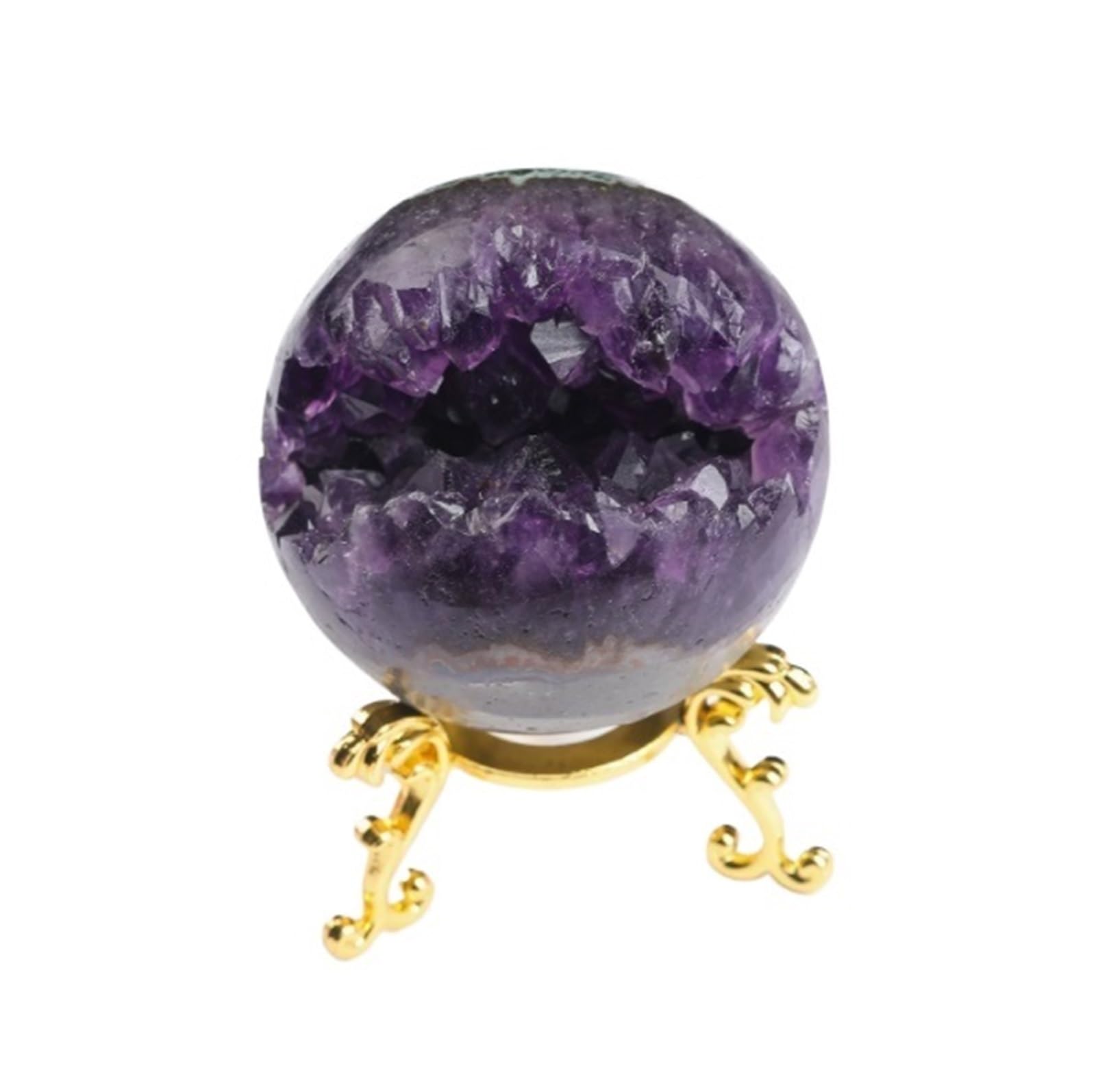 Crystal Ball Ornament Amethyst Druzy Geode Gemstone Ball With Stand Healing Natural Crystal Sphere For Decor Decoration(6-8cm)