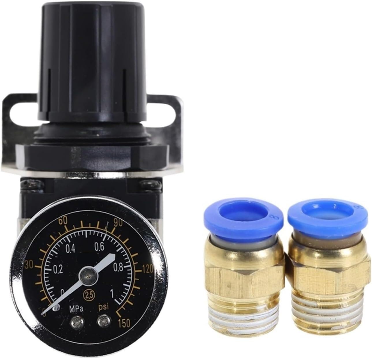 Crcrc One Color Ar2000-02 G1/4'' Pneumatic Pressure Regulator With Pressure Gauge, Adjustable Regulating Valve For Compressors 1Pc(Ar2000-02 Pc8-02)
