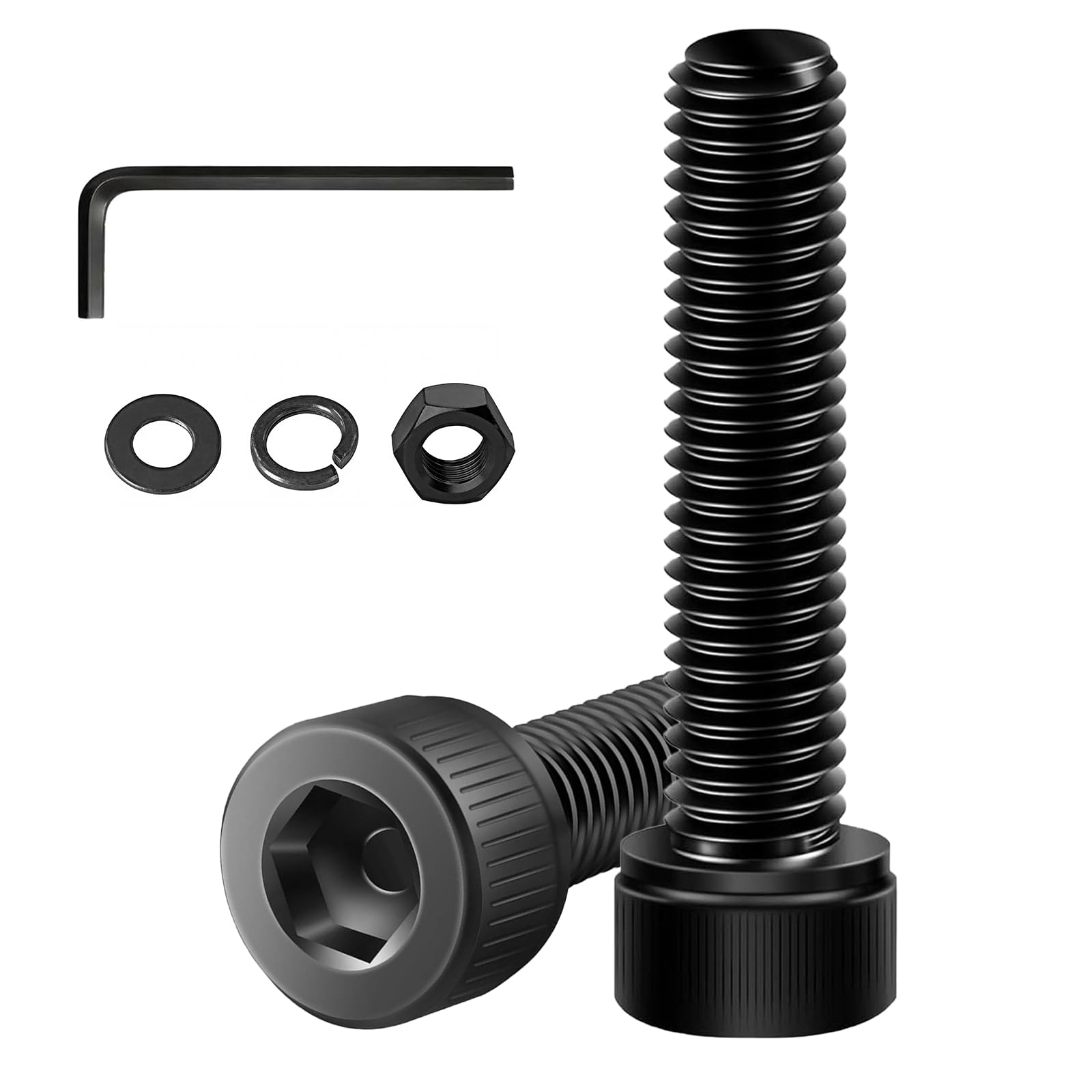 20 Pcs M6 x 30mm Hex Socket Head Cap Screws, 12.9 Grade Alloy Steel, Black Oxide Finish, Allen Socket Drive, Full Threads, Includes Hex Spanner