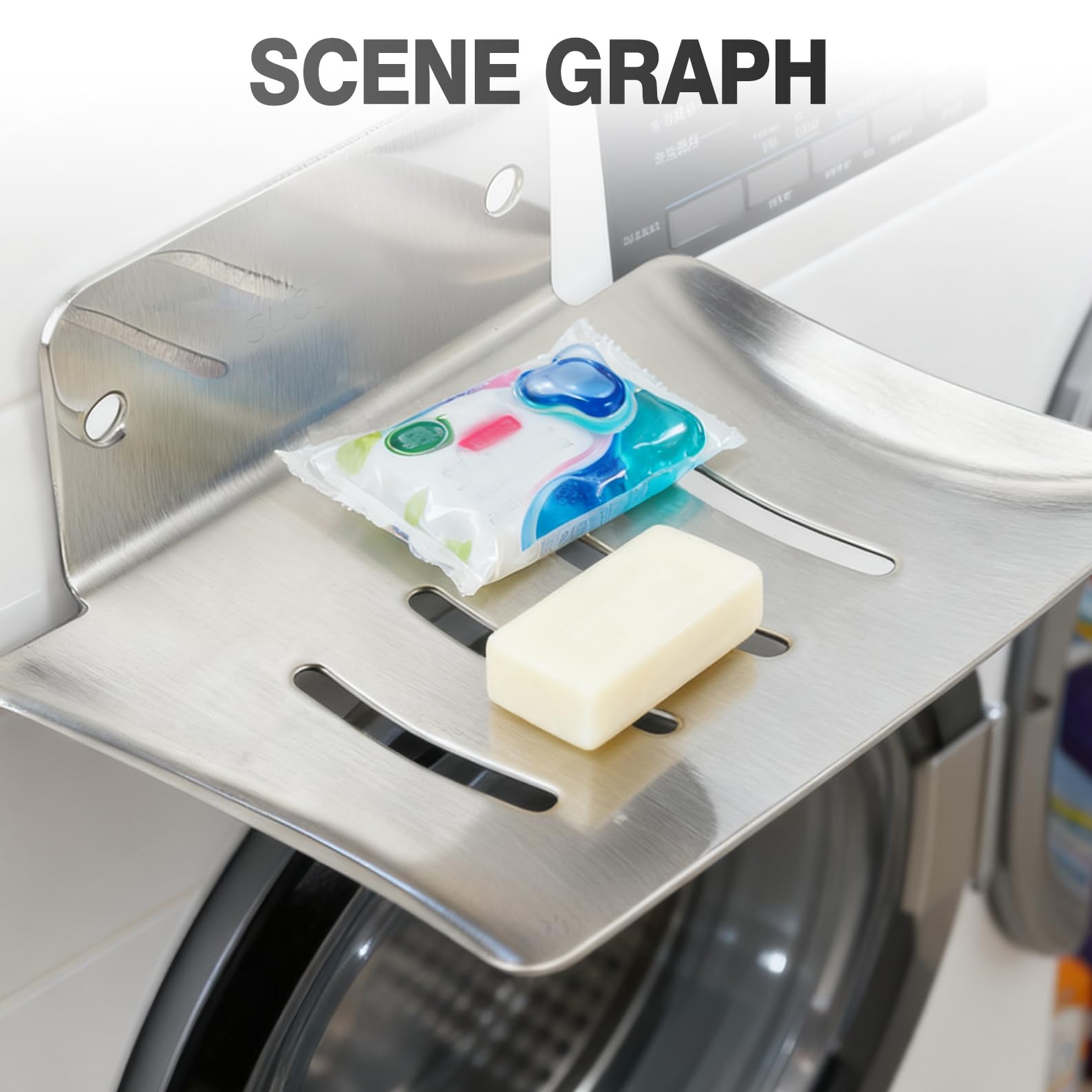 Portasapone In Acciaio Inox Autoadesivo - Rettangolare Moderno Con Foro Di Scarico, Montaggio A Parete Senza Fori, Per Bagno E Cucina, Argento - 2