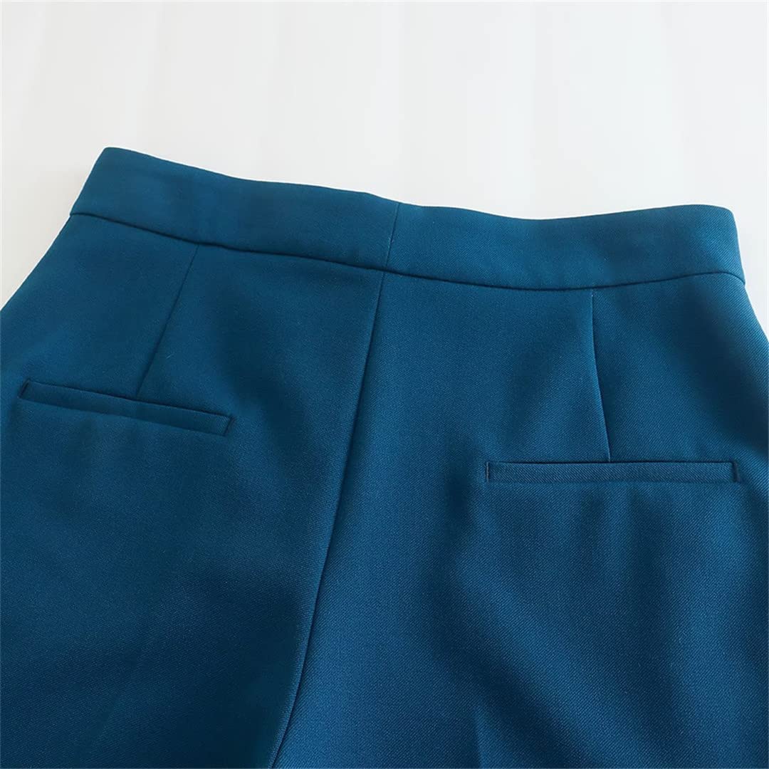 Spring - Conjunto de dos piezas para mujer, con botones, recto, cintura alta, pantalones de pierna ancha, Chaqueta de traje, L