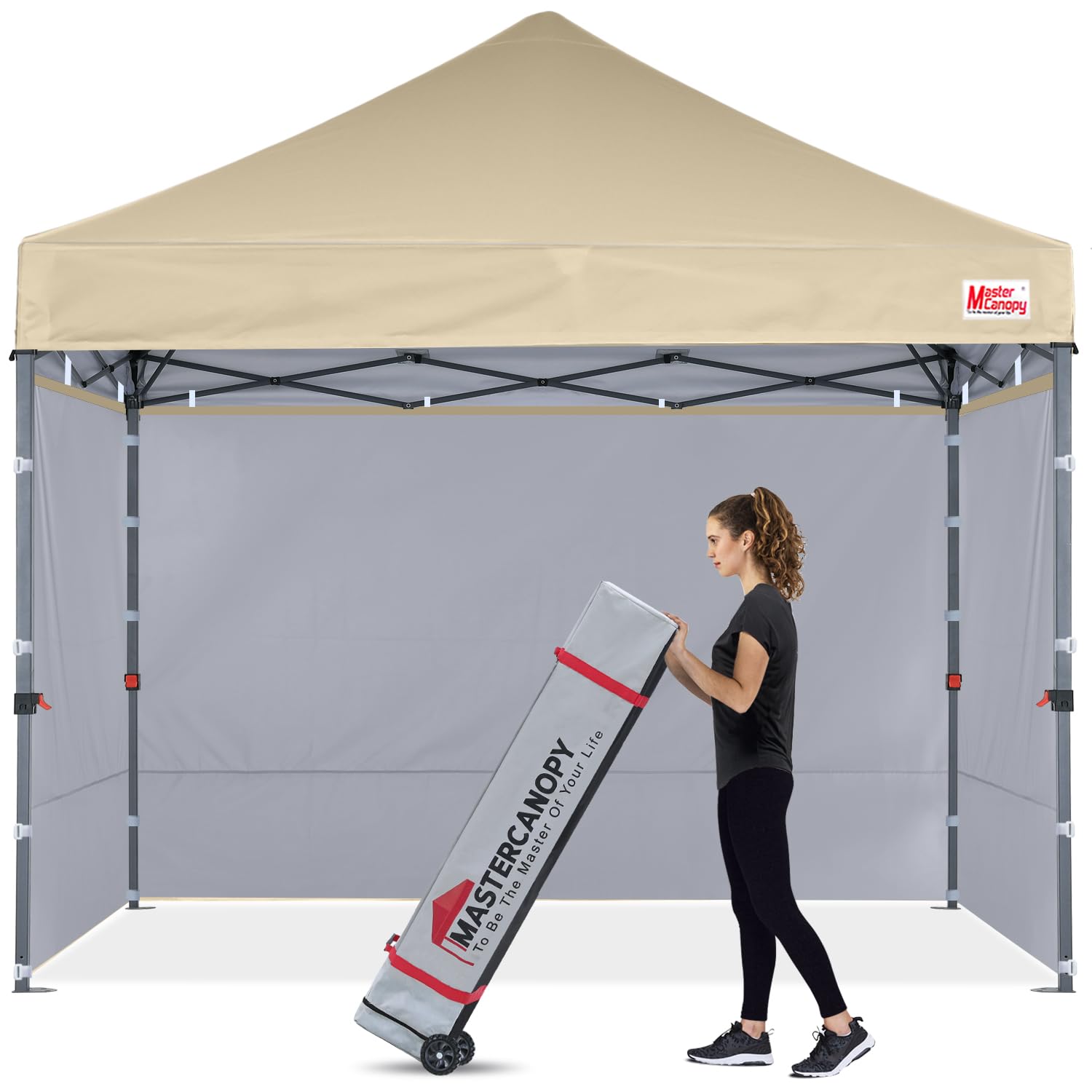 MasterCanopy Heavy Duty Pop-up Gazebo tent with Sidewalls (3x3M,Beige)