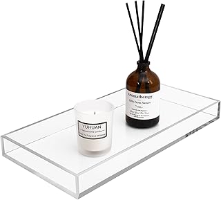Acryl-Tablett, transparent, 30,5 x 15,2 cm – Make-up, Parfüm, Schmuckhalter, dekoratives Serviertablett für Badezimmer, Kommode, Waschbecken, Theke, Couchtisch