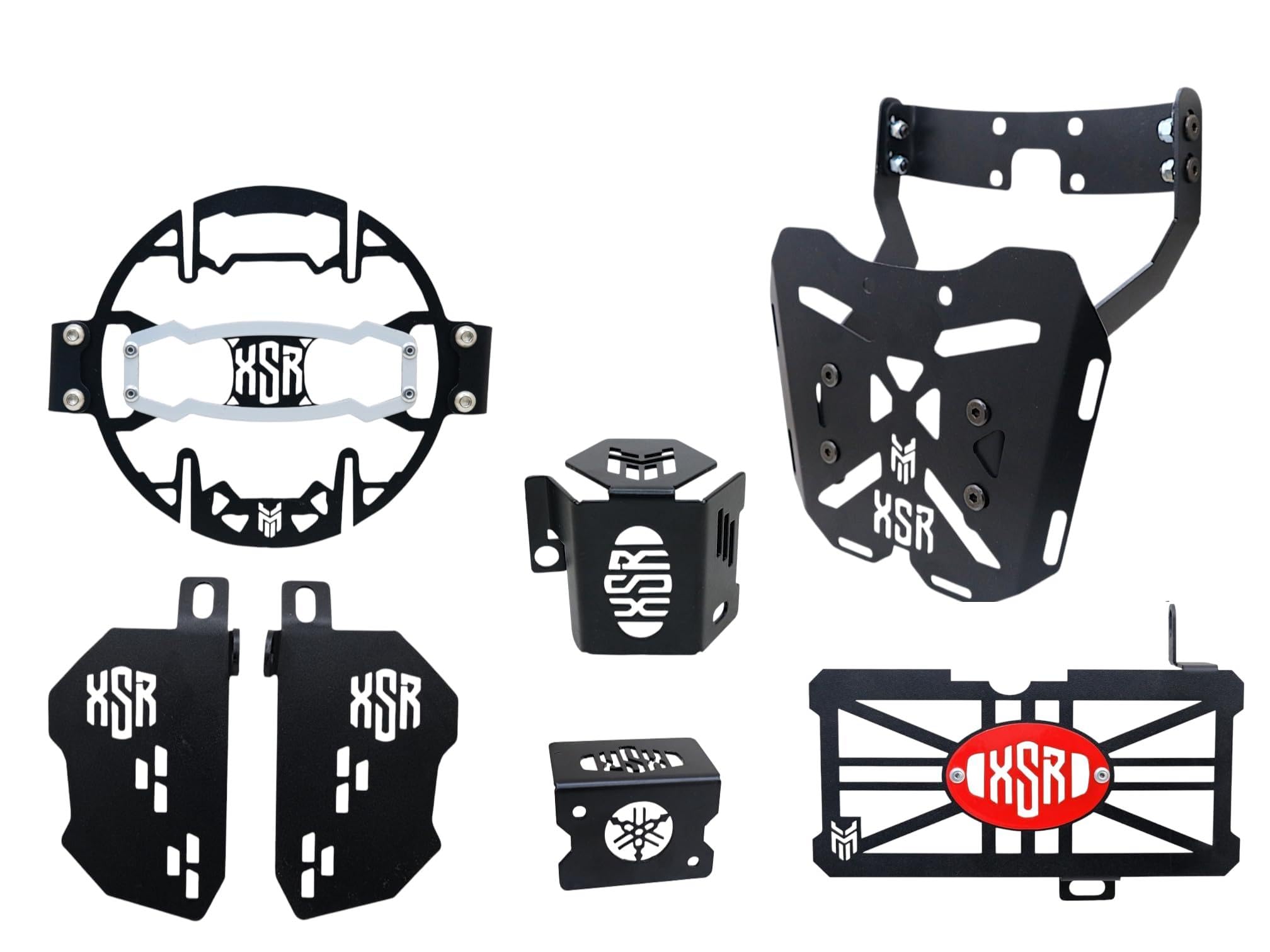 XSR 155 Heavy Metal Motorcycle Combo Kit Include Headlight Grill | Luggage Rack Plate Foot Rest Front/Rear Oil Guard with Braned Design Stability and Rust-Resistant Suitable For XSR 155.-image-5